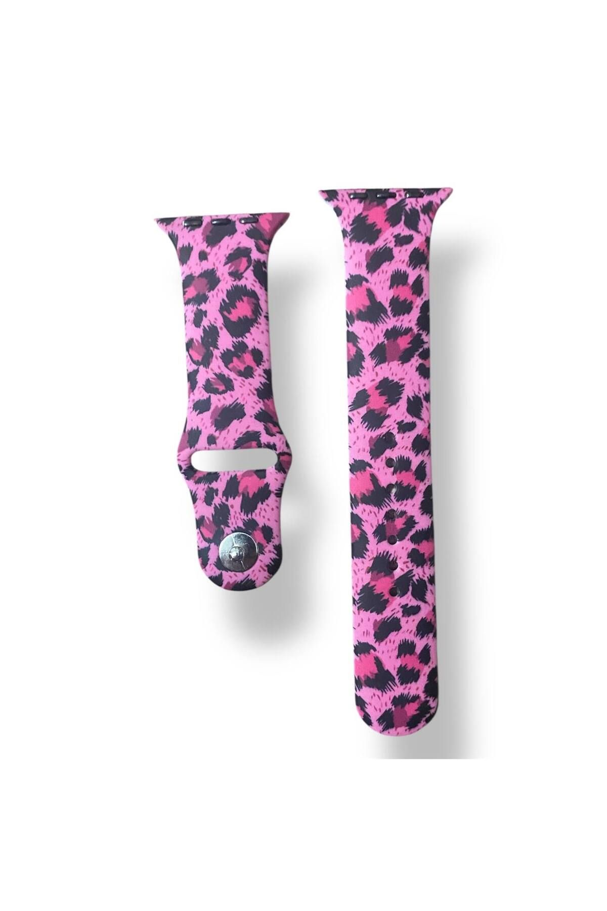 Bruntoo BR Apple Watch Series 10/9/8/7/6/5/4/SE/3/2/1 42mm-41mm-40mm-38mm (S/M) Beden Leopar Silikon kordon