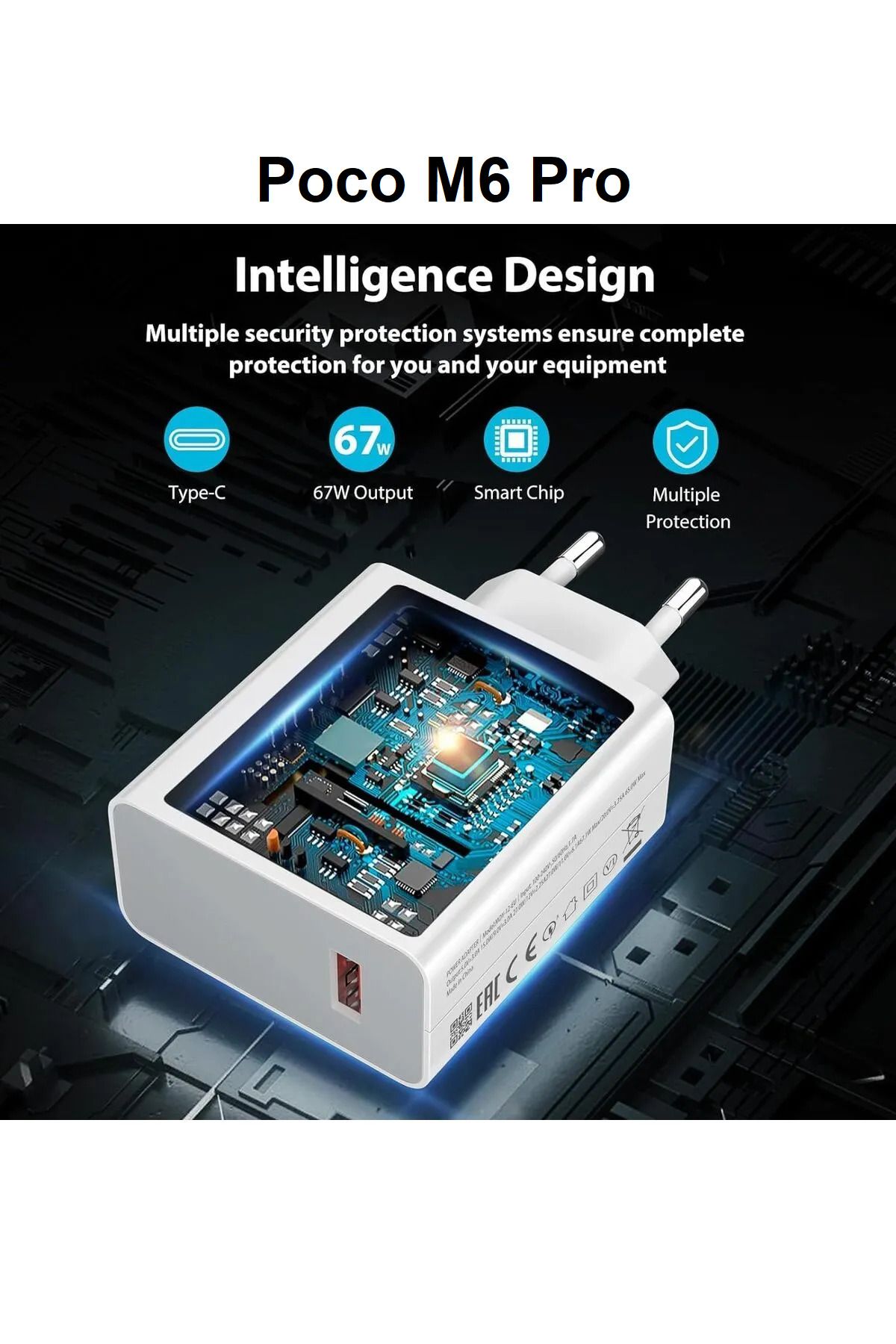 ERMER Poco M6 Pro Modeli İçin 67W Süper Hızlı Şarj Aleti