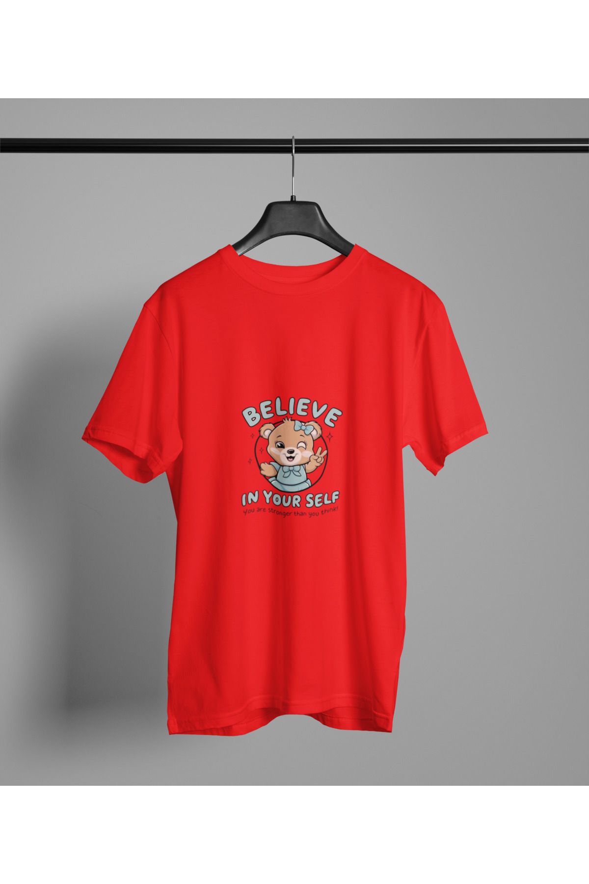 MAGORS BELIEVE BASKILI BİSİKLET YAKA PAMUKLU OVERSIZE KALIP KISA KOLLU KADIN TSHIRT