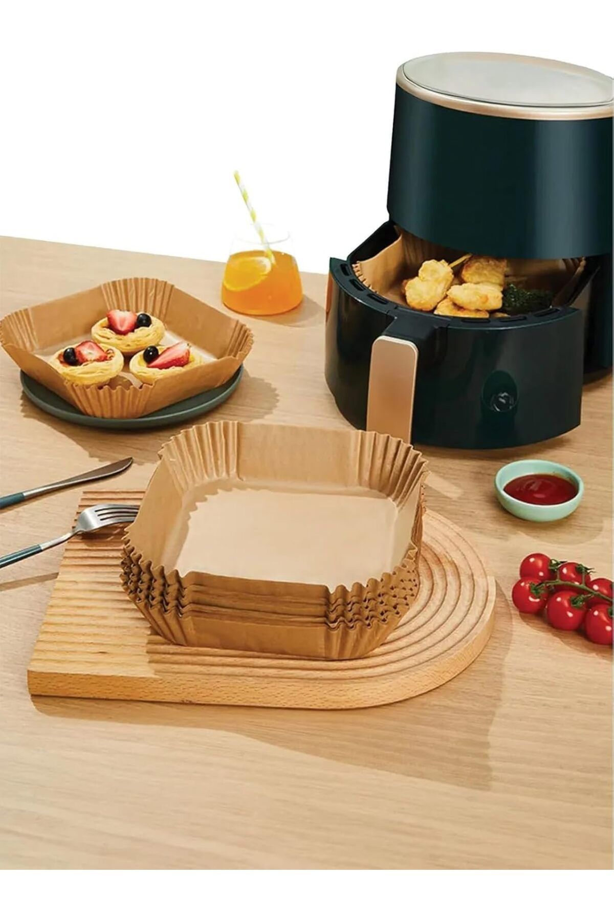 STOREMAX Airfryer Pişirme Kağıdı 50 Adet Xxl-Büyük Boy Hava Fritöz Kağıdı Fırın K