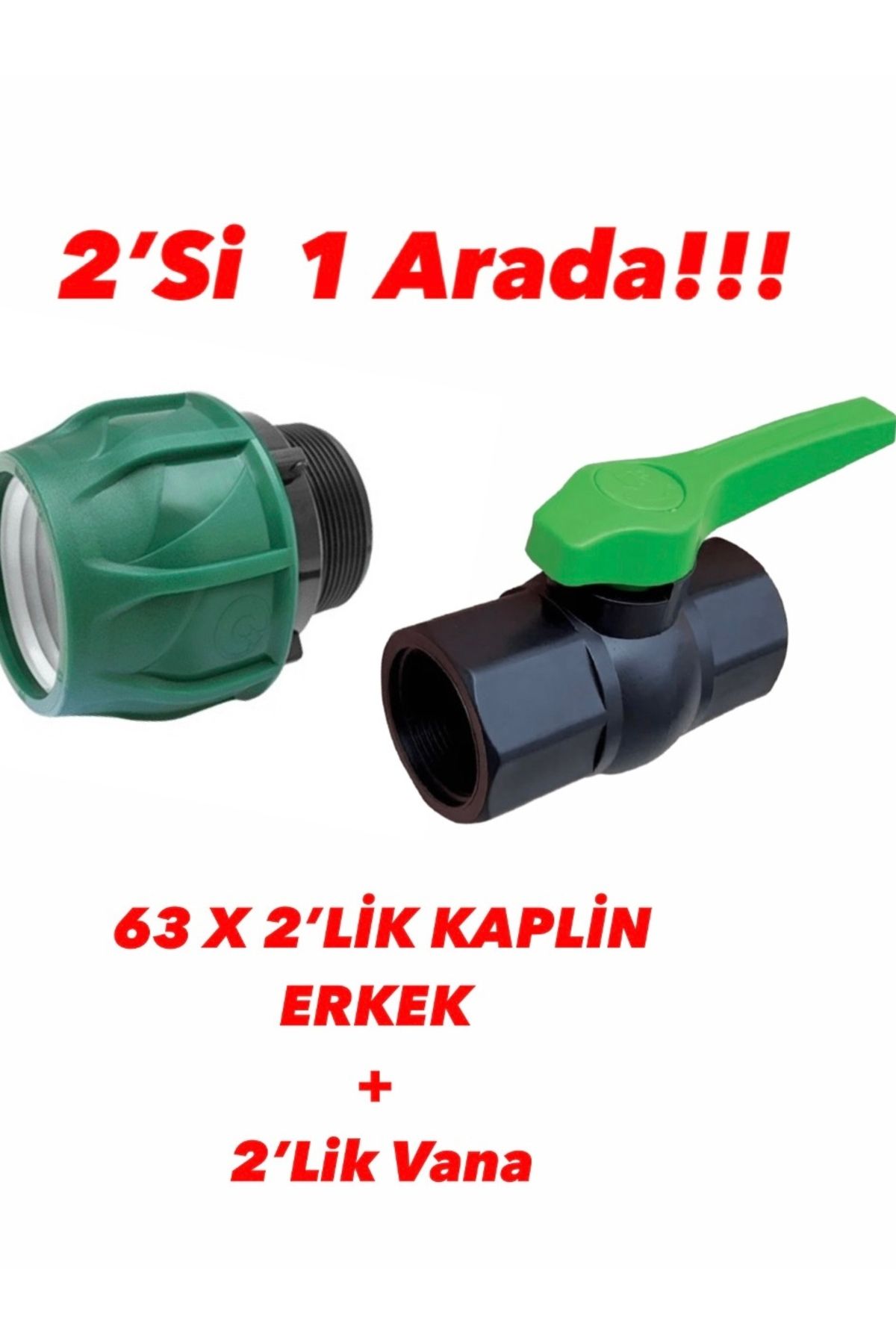 POELSAN 63 * 2 Yeşil Seri Kablin Dıştan Dişli Adaptör Ve 2’Lik Vana