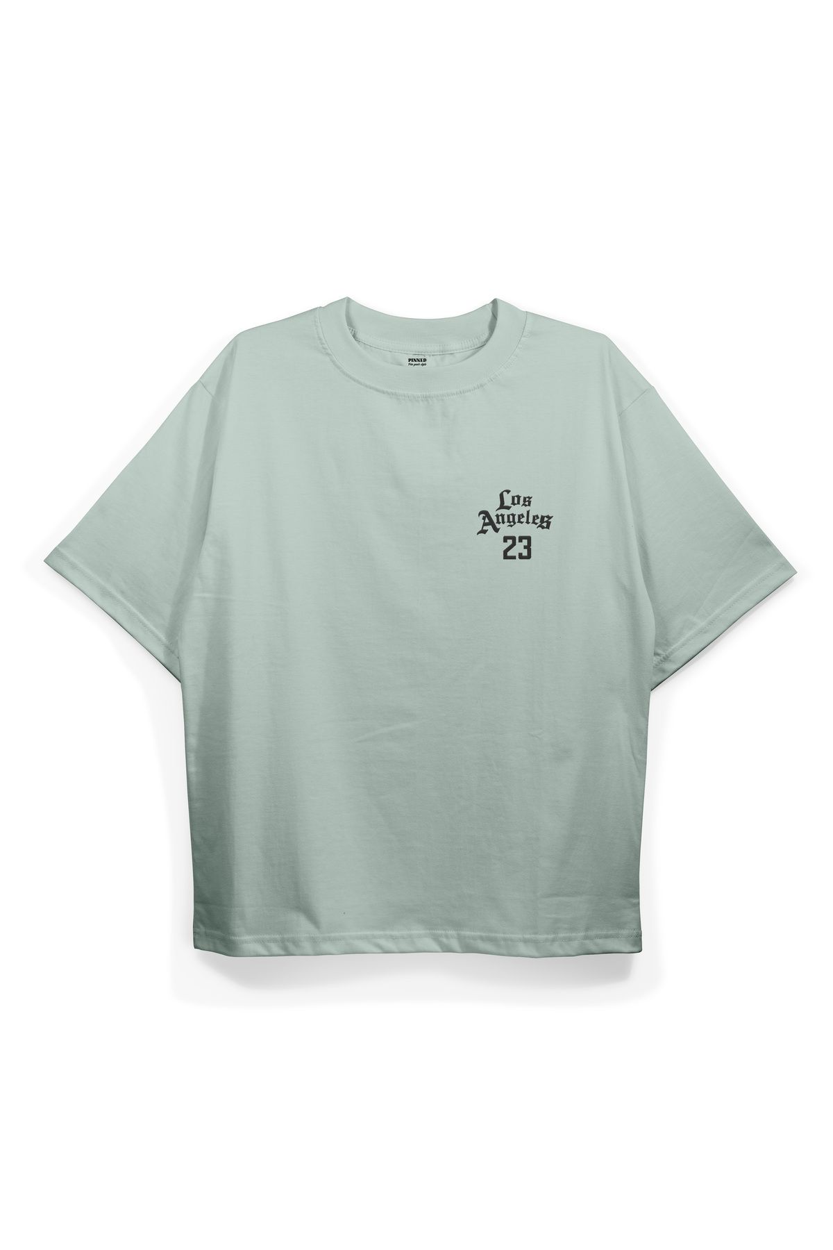 Pinned Unisex LA23 Baskılı Beyaz Oversize Tişört | Arka ve Ön Baskılı Pamuk Yazlık Erkek Kadın Tshirt