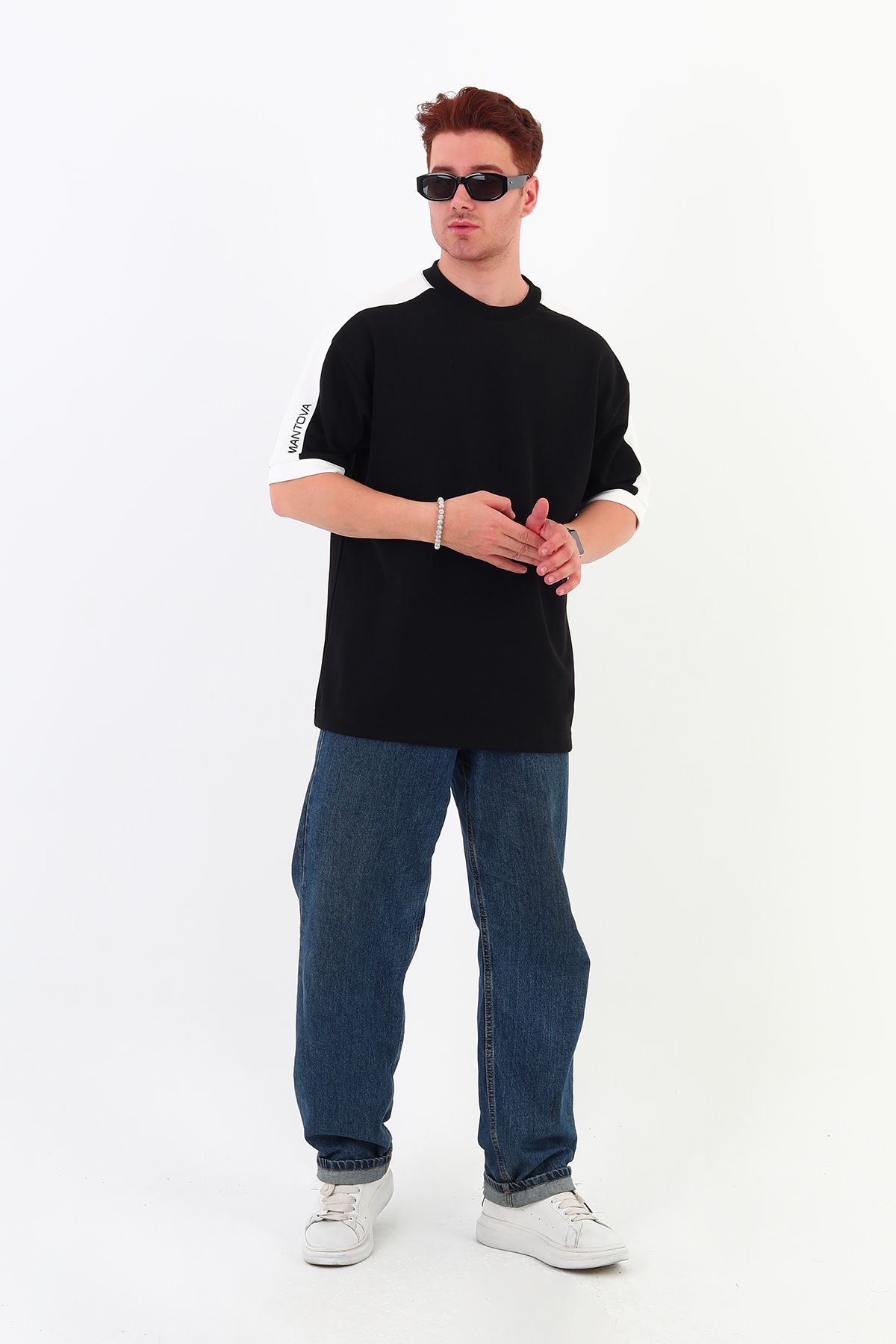 mantova OMUZ ŞERİTLİ Oversize Erkek T-shirt