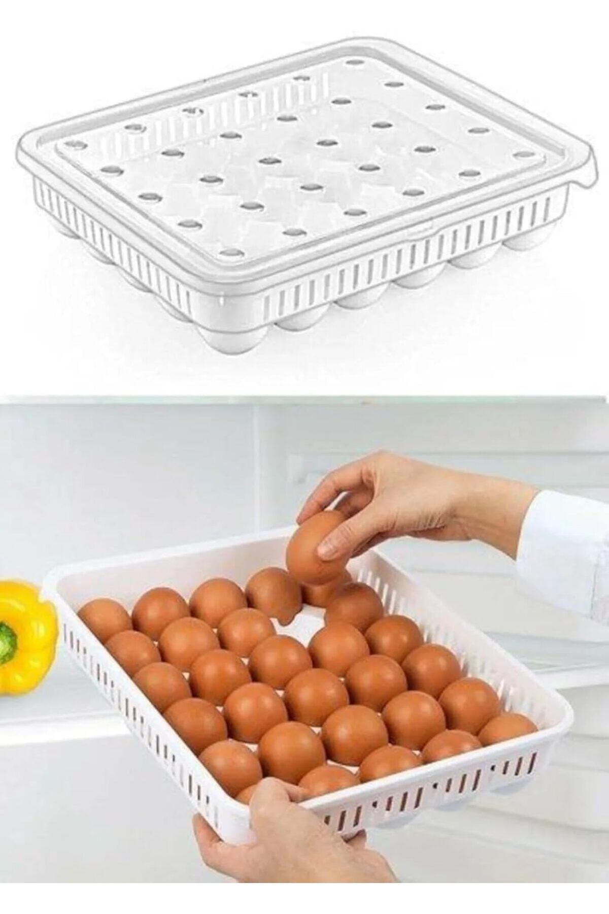 STOREMAX mrttnca 30'lu Kapaklı Yumurta Saklama Kabı, Akrilik Plastik Yumurtalık Organizer trndymrt 1087243
