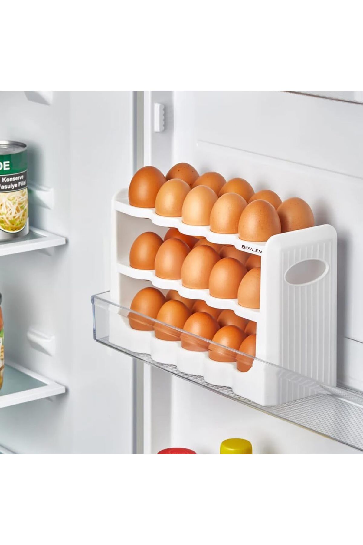 STOREMAX sellbuystore 30 Bölmeli Yumurtalık - 3 Katlı Yumurta Kutusu - 10 x 27,5 x 17,5 cm - Buzdolabı Or