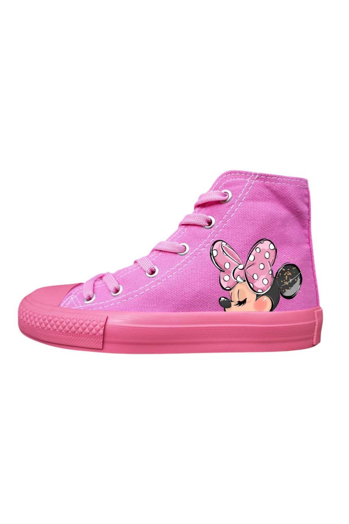 bhk desing TATLI fare baskılı pembe taban kız çocuk spor ayakkabı sneaker