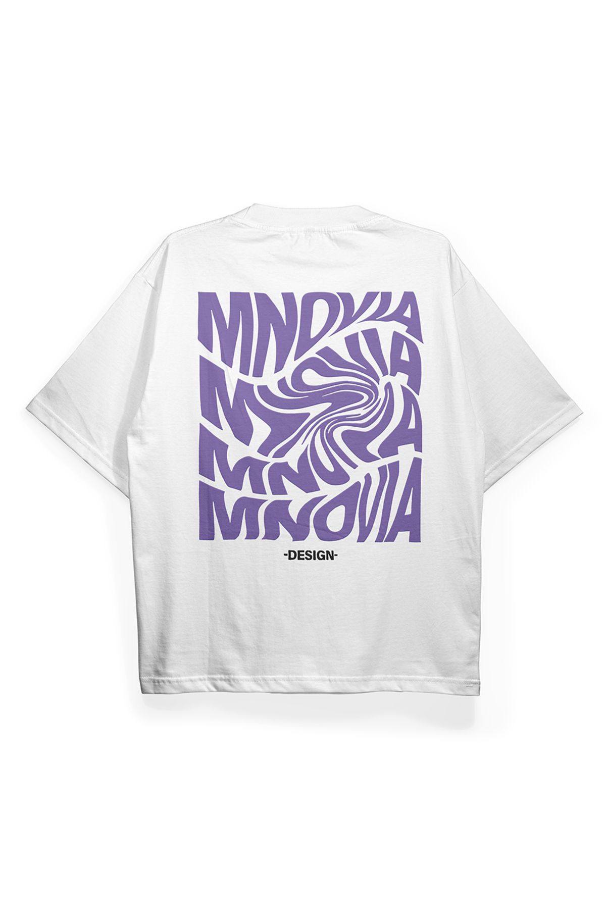 Pinned Unisex Mnovia Baskılı Beyaz Oversize Tişört | Arka ve Ön Baskılı Pamuk Yazlık Erkek Kadın Tshirt