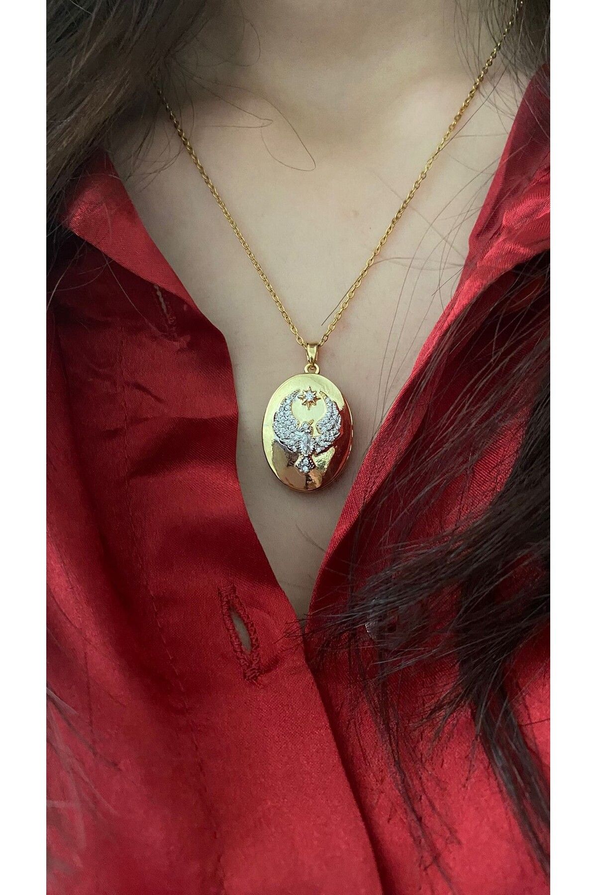 mercanjewelry Anka Kuşu Açılabilir Alya Model Gold Kolye