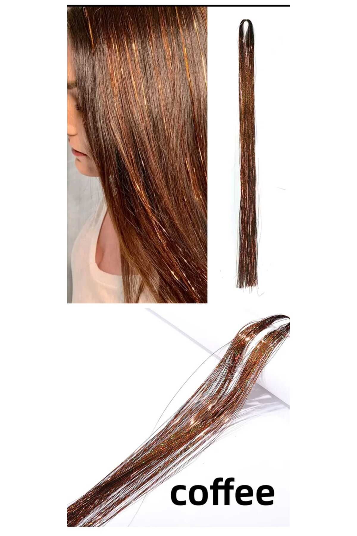 Eva Rose 1 Paket Tinsel Saç Simi Simli Saç Aksesurı/ Saç Işıltısı Yan Postiş Hair Tinsel Shiny Hair