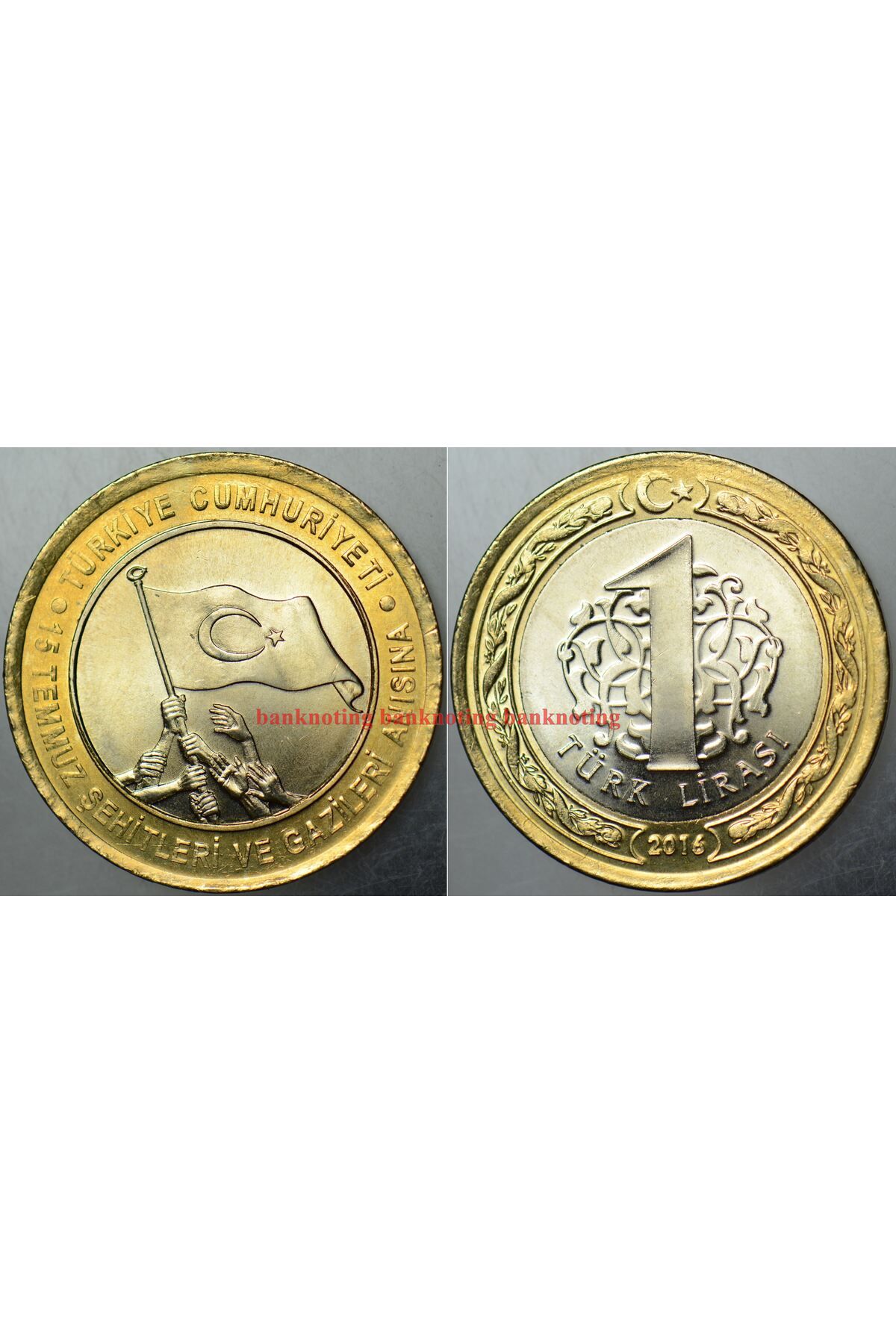 Banknoting 15 TEMMUZ ŞEHİTLERİ VE GAZİLERİ HATIRA 1 LİRA 2016. ÇİL KONDİSYON.
