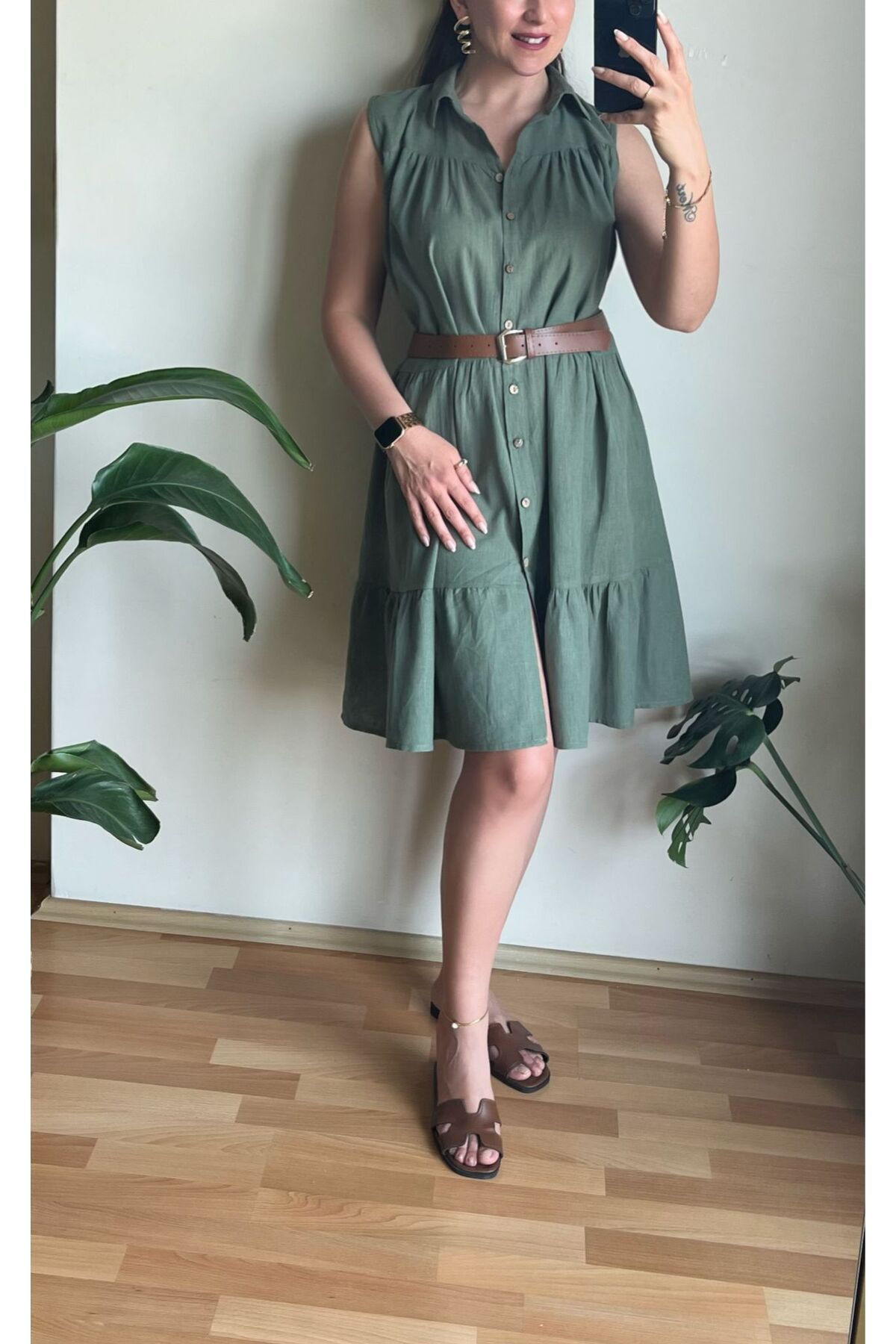 Butik BOYDAN DÜĞMELİ GENİŞ ELBİSE