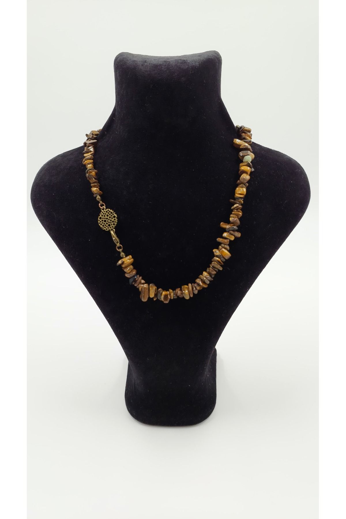 R G Handmade Design “Kara Kaplan” Doğal Kaplan Gözü Taşlı El Yapımı Kolye