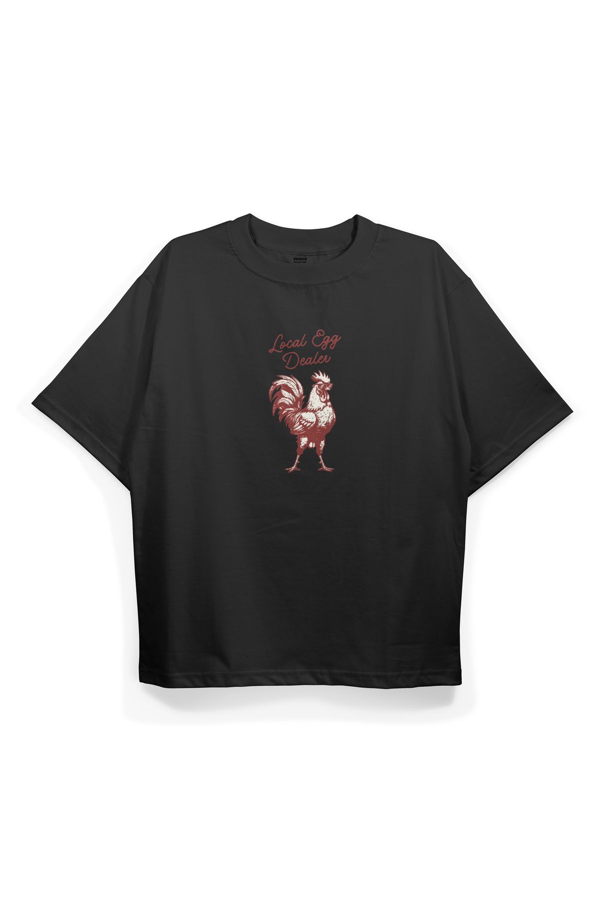 Pinned Unisex Local Egg Baskılı Beyaz Oversize Tişört | Arka ve Ön Baskılı Pamuk Yazlık Erkek Kadın Tshirt