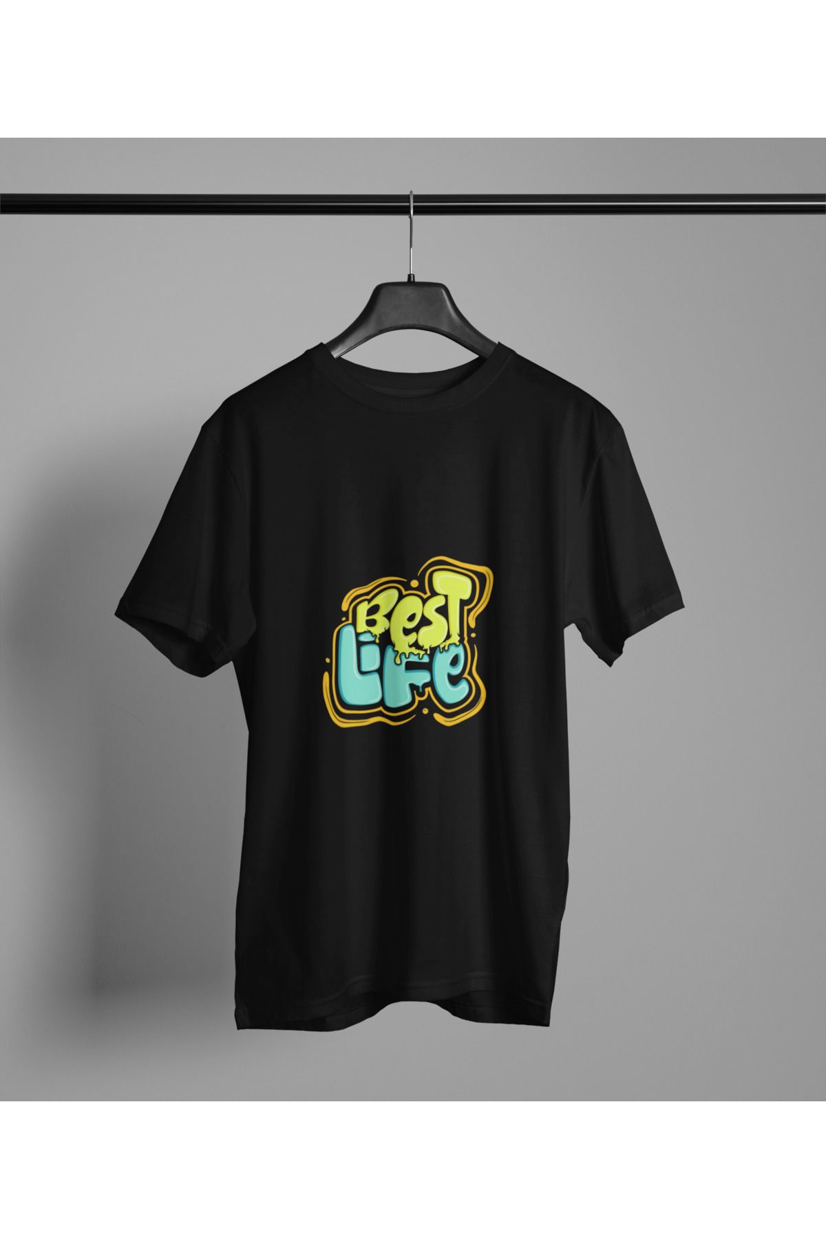 MAGORS BESTLIFE BASKILI BİSİKLET YAKA PAMUKLU OVERSIZE KALIP KISA KOLLU KADIN VE ERKEK TSHIRT