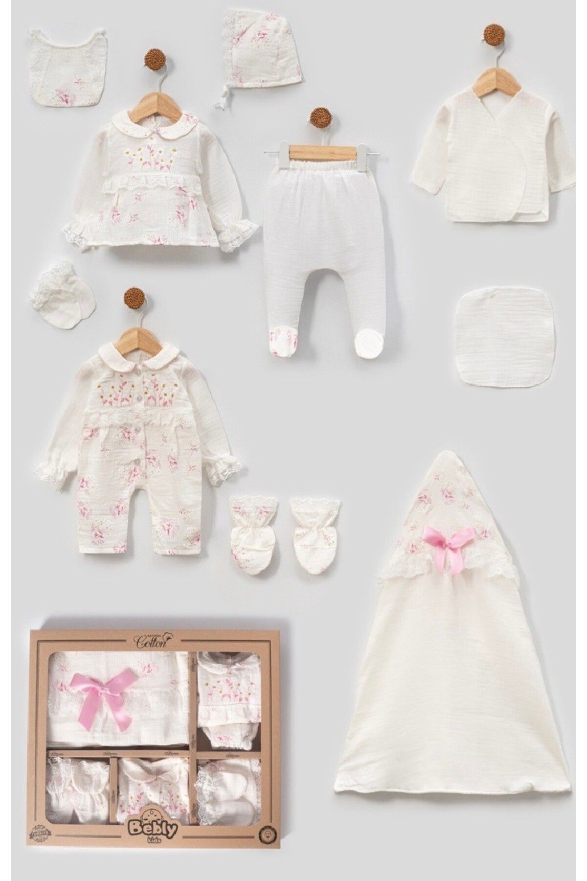Newborn Baby MOONASELF BABY 0-3 AY KIZ BEBEK 10’LU HASTANE ÇIKIŞ SETİ