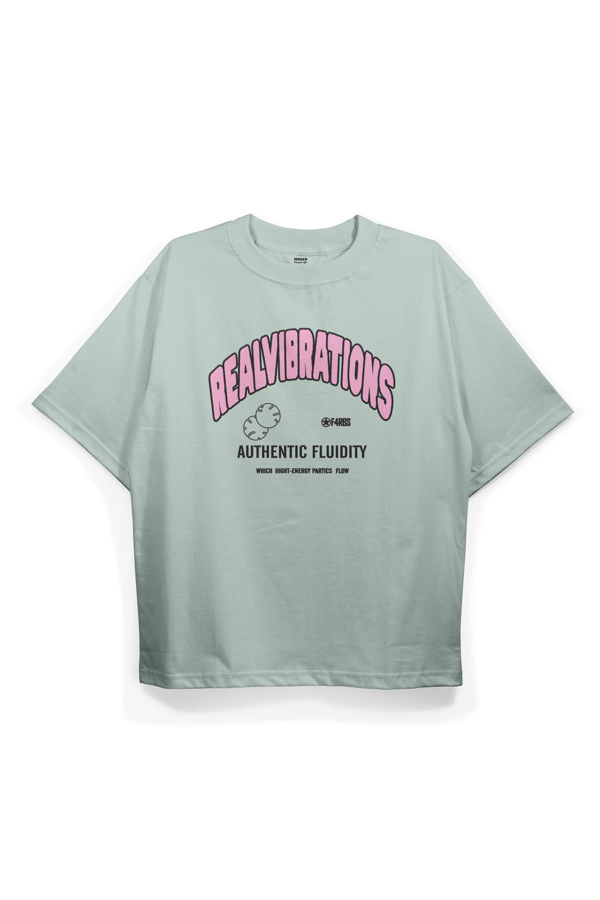 Pinned Unisex Vibration Baskılı Beyaz Oversize Tişört | Arka ve Ön Baskılı Pamuk Yazlık Erkek Kadın Tshirt