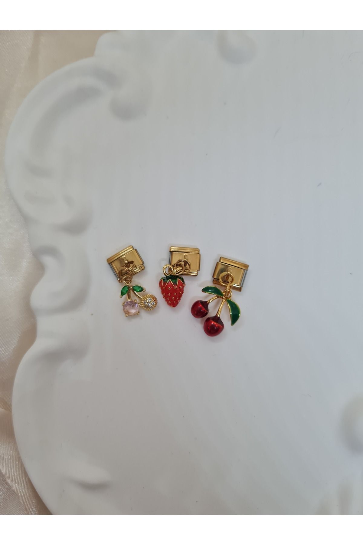 ZEYM Collection İtalyan Bileklik Uyumlu Meyve Charm Uç Seti (3'lü)