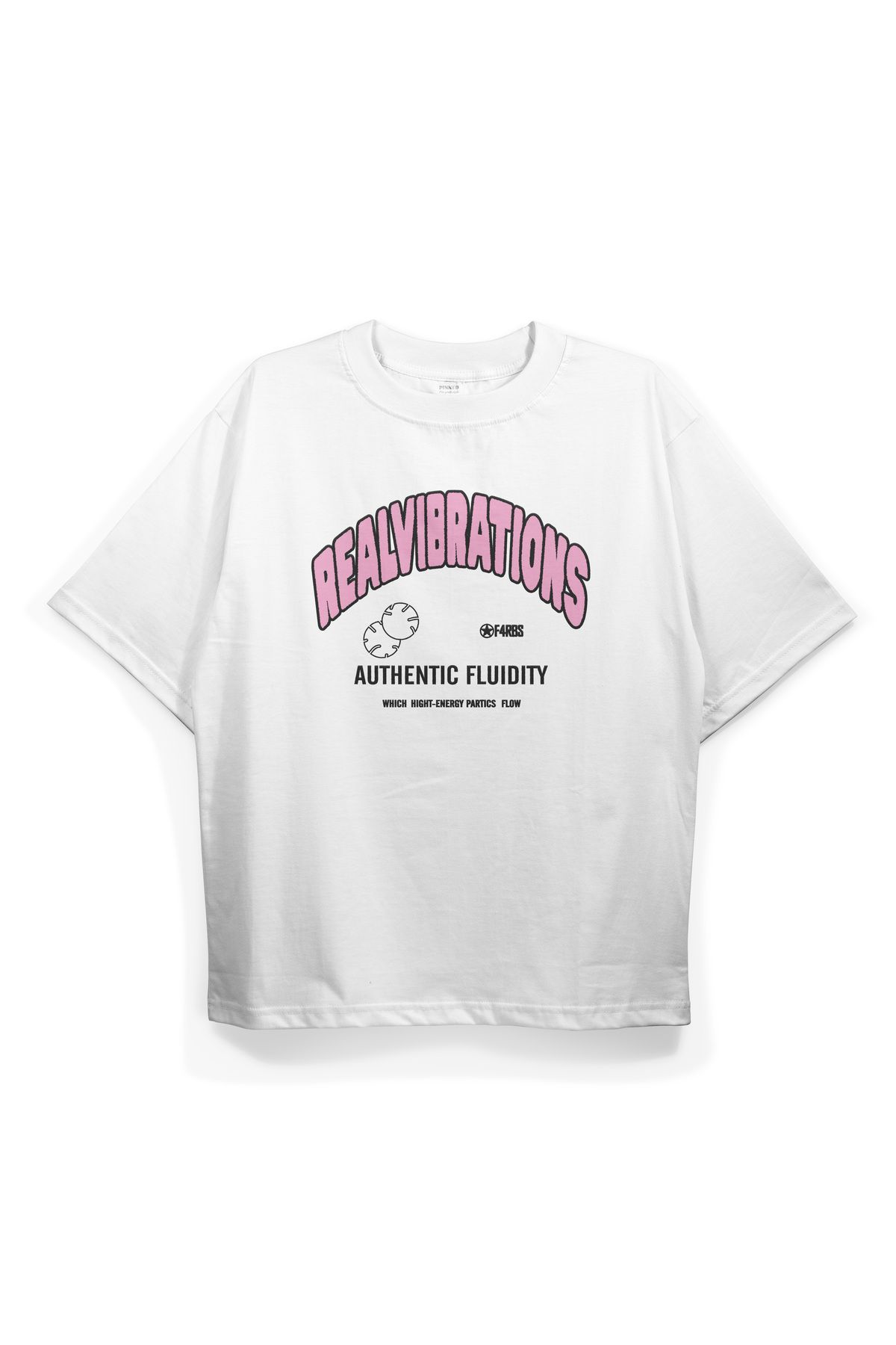 Pinned Unisex Vibration Baskılı Beyaz Oversize Tişört | Arka ve Ön Baskılı Pamuk Yazlık Erkek Kadın Tshirt