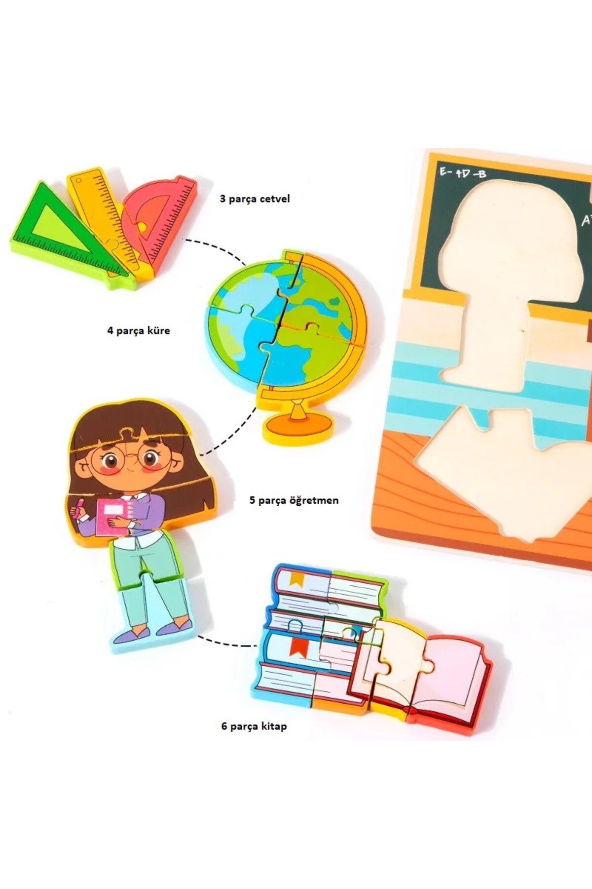 tutobaby Montessori Yazı Tahtalı ve Kalemli 3D Eğitici Öğretici Ahşap Meslek Puzzle Seti-ÖĞRETMEN fotoğrafı 2 (önizleme)