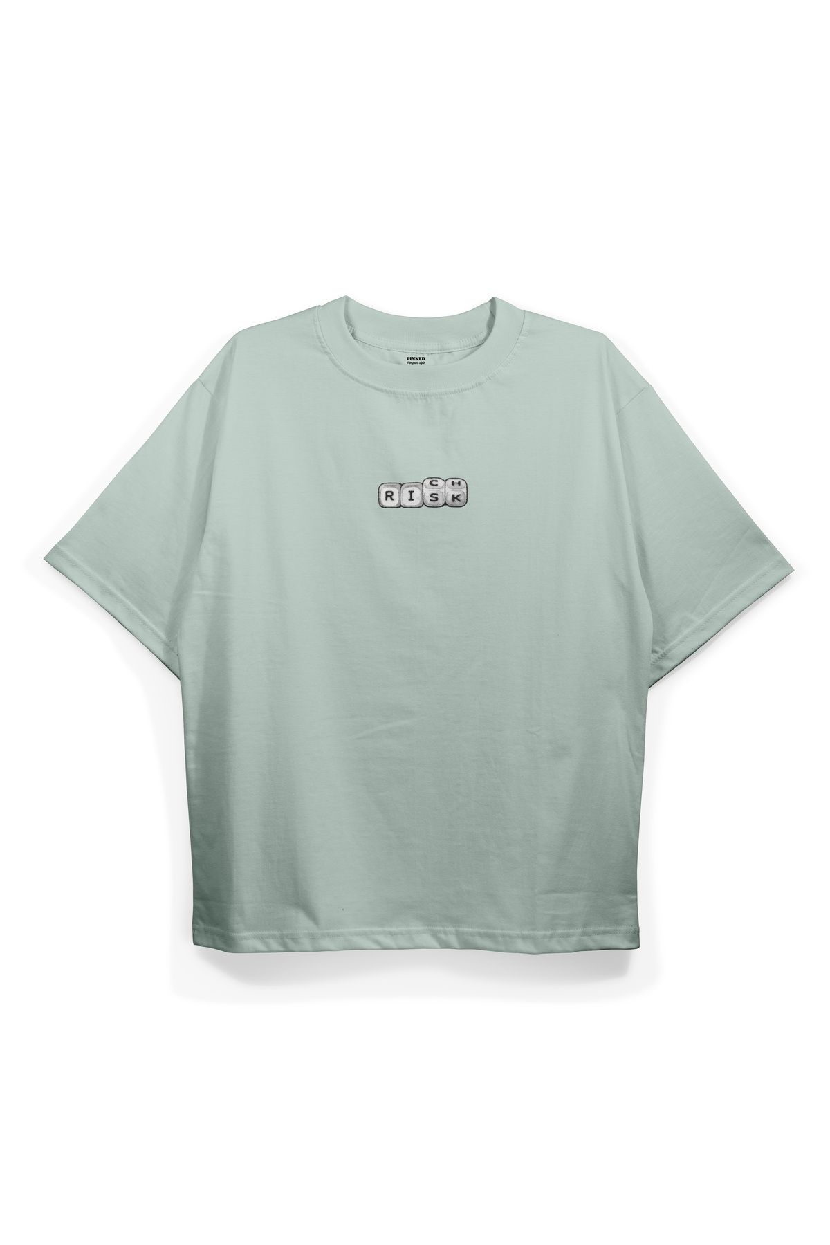Pinned Unisex Risk Baskılı Beyaz Oversize Tişört | Arka ve Ön Baskılı Pamuk Yazlık Erkek Kadın Tshirt