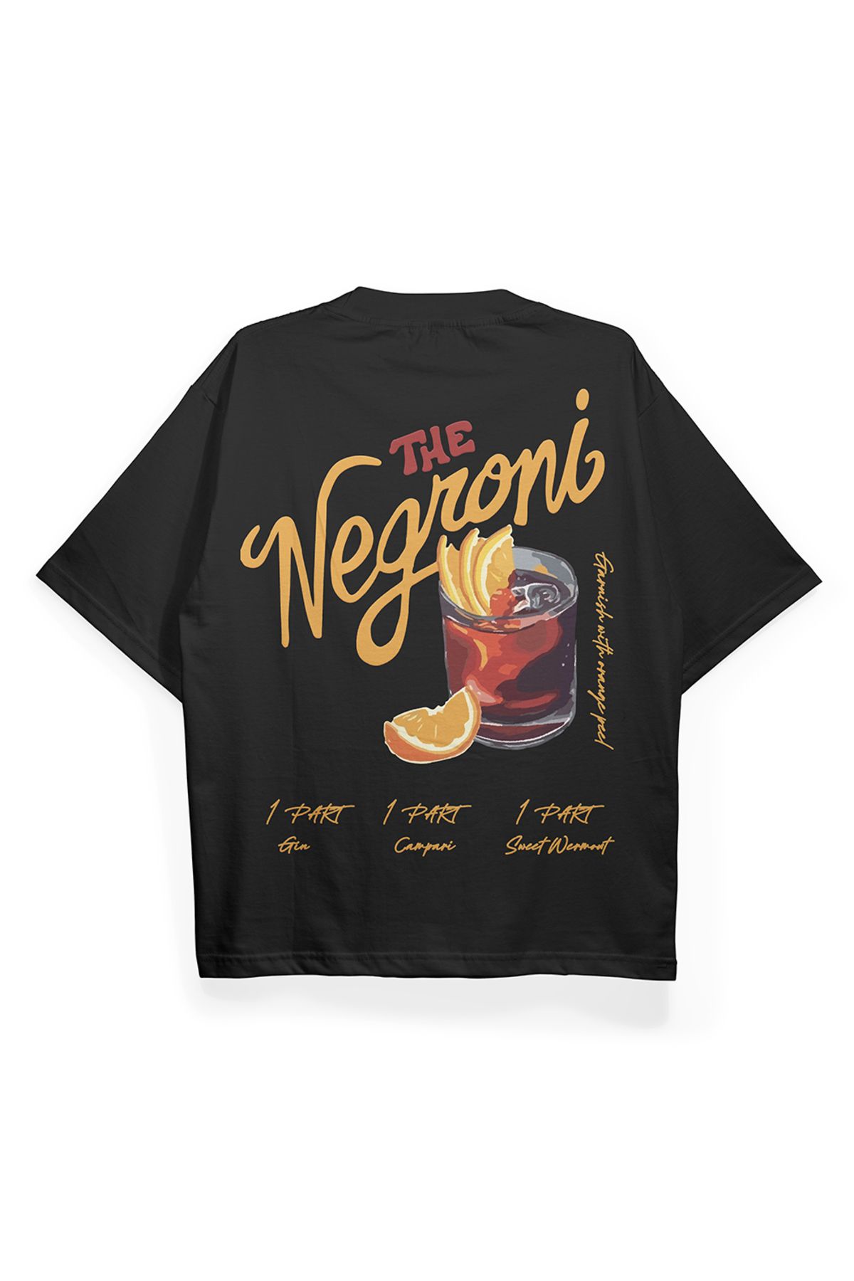 Pinned Unisex Negroni Baskılı Beyaz Oversize Tişört | Arka ve Ön Baskılı Pamuk Yazlık Erkek Kadın Tshirt