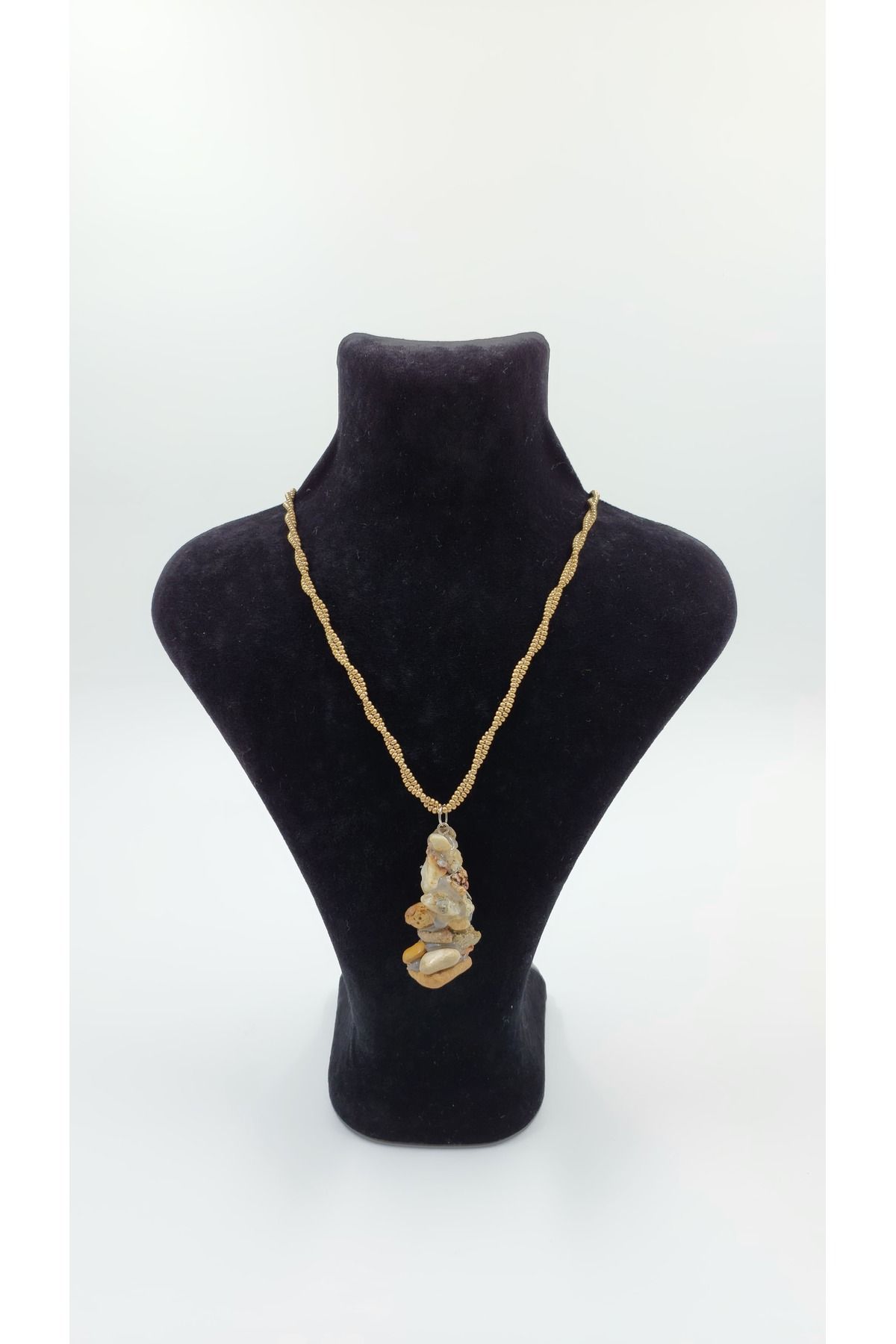 R G Handmade Design “Deniz Kuleciği” Kum Boncuk & Doğal Deniz Taşı Kolye