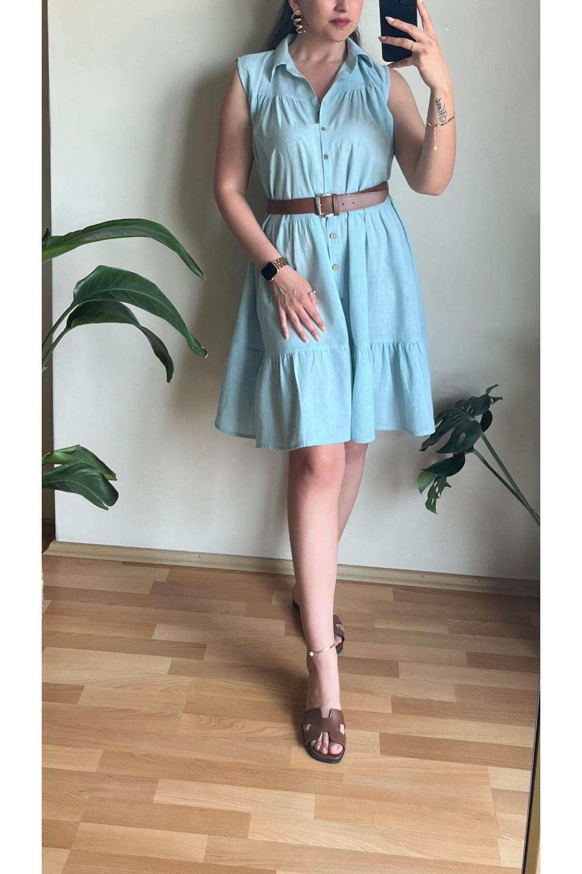 Butik BOYDAN DÜĞMELİ GENİŞ ELBİSE