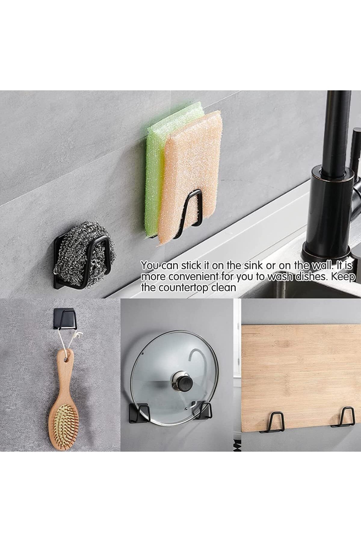 MAİN SHOP Musluk Yanı Sünger'lik Sünger Askılığı Evye Sünger'liği Banyo Mutfak Düzenleyici 6 Adet M-SNG1