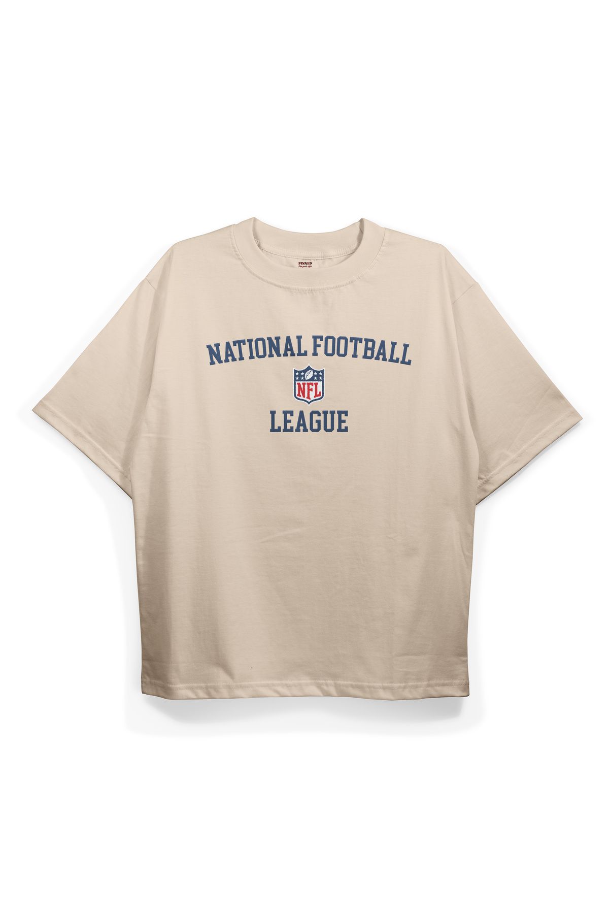 Pinned Unisex NFL Baskılı Beyaz Oversize Tişört | Arka ve Ön Baskılı Pamuk Yazlık Erkek Kadın Tshirt