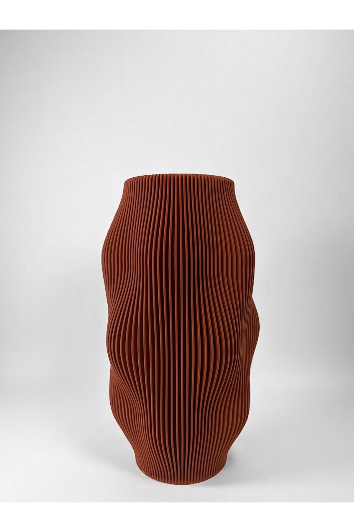 Moonart Design Ripple Form Vazo – Terracotta | Kiremit Rengi Modern Dalga Desenli Dekoratif Vazo