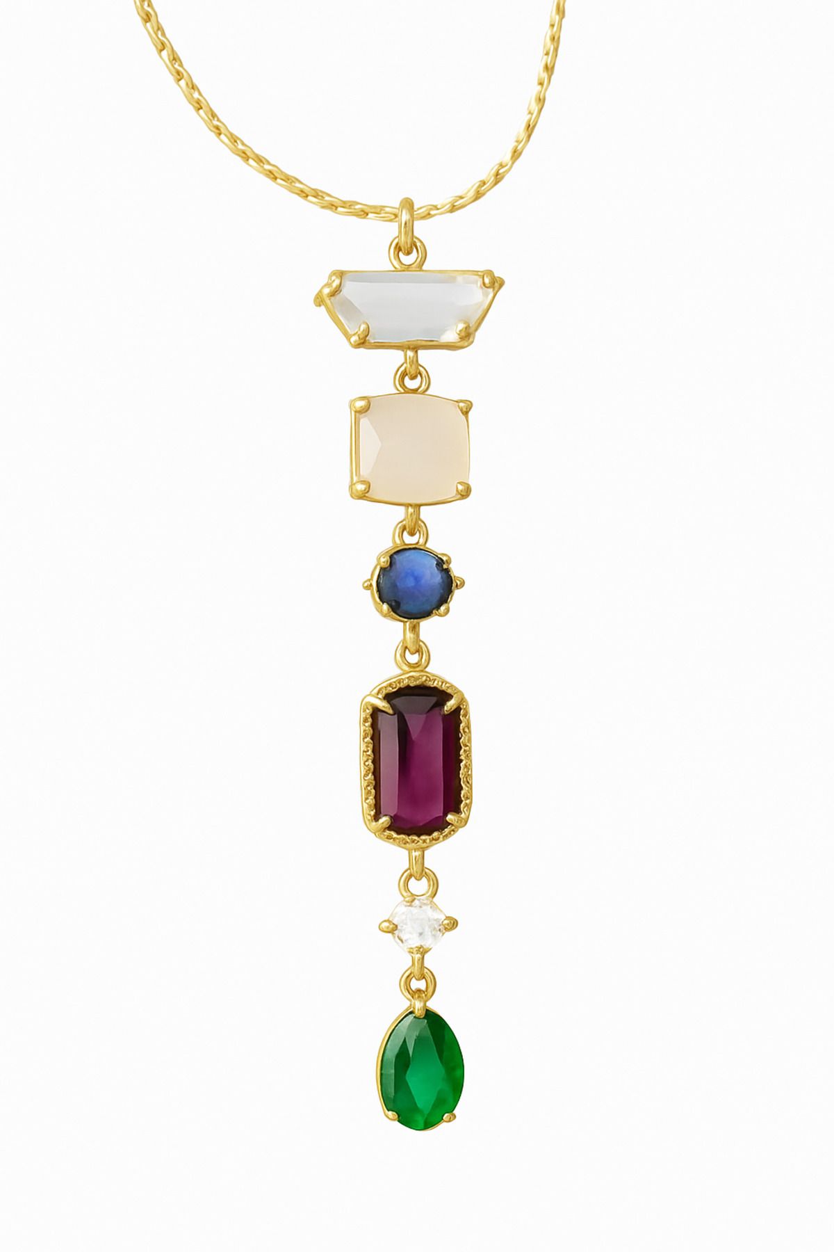 Venus Design Çelik Pembe Taşlı Kolye
