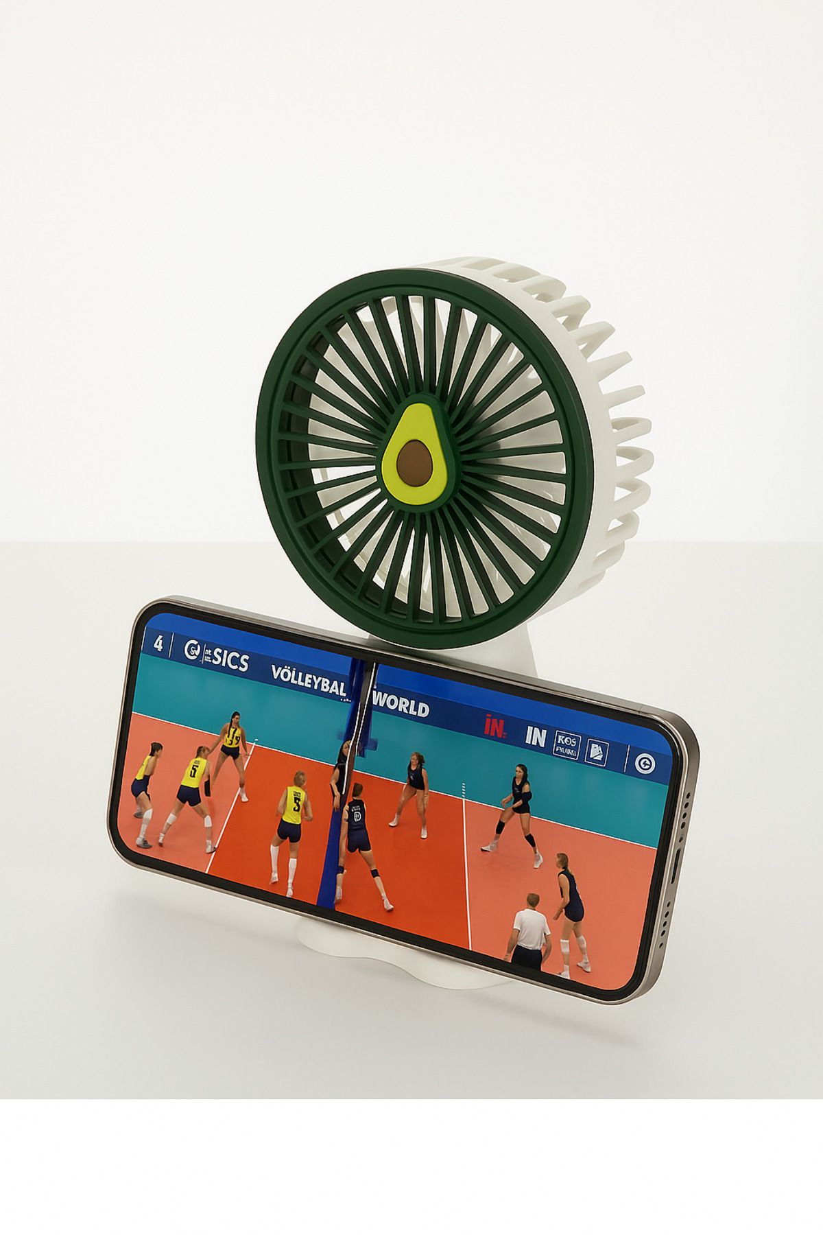 İSBA Mini Fan Masaüstü Taşınabilir Telefon Stantlı Vantilatör 2si 1 Arada Taşınabilir Masaüstü Fan