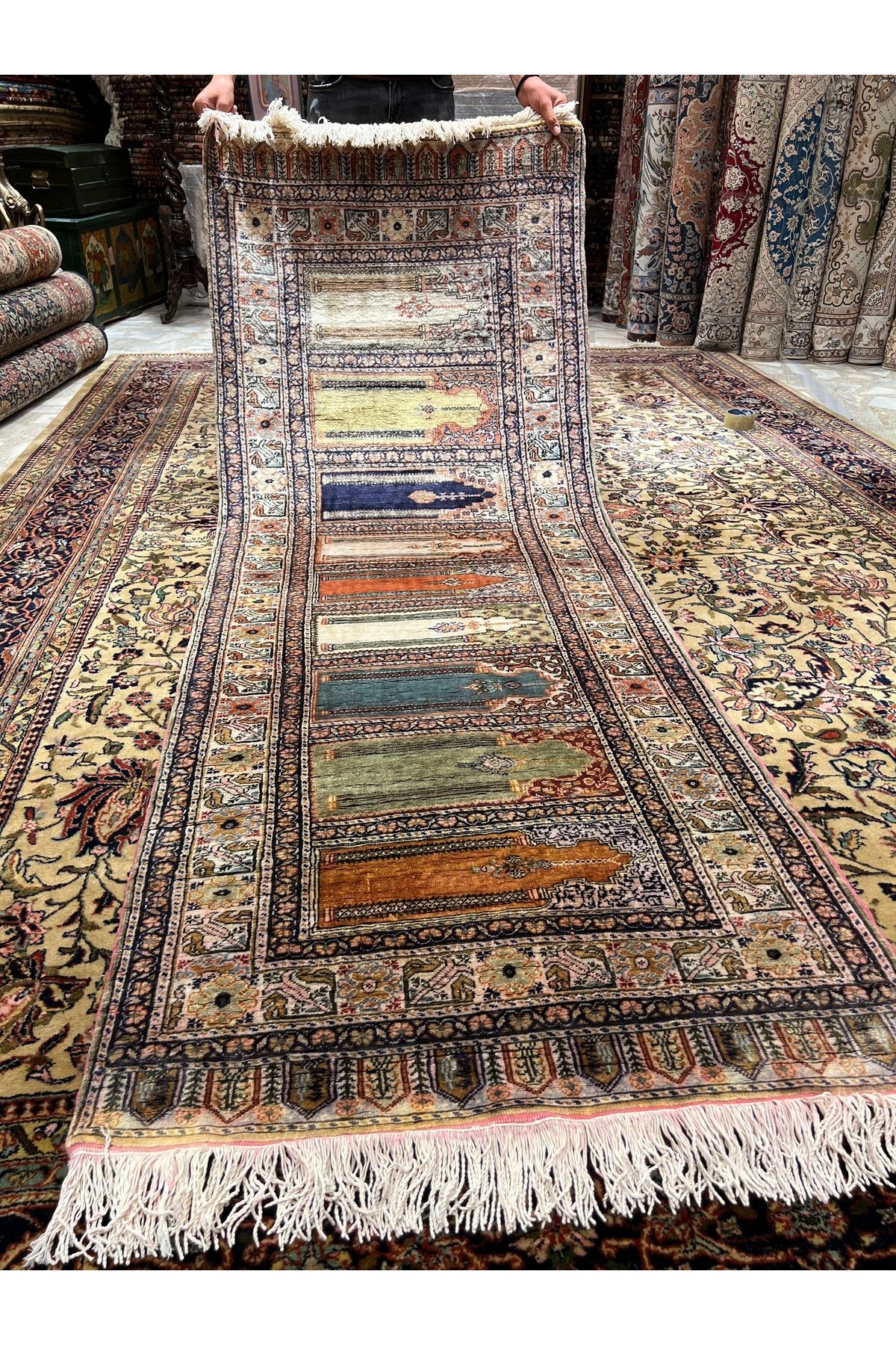 RD RAMAZAN DAĞ EL HALI SANATI El Dokuma Kayseri Floş Dokunmuştur Saf Model Ebat 240x90