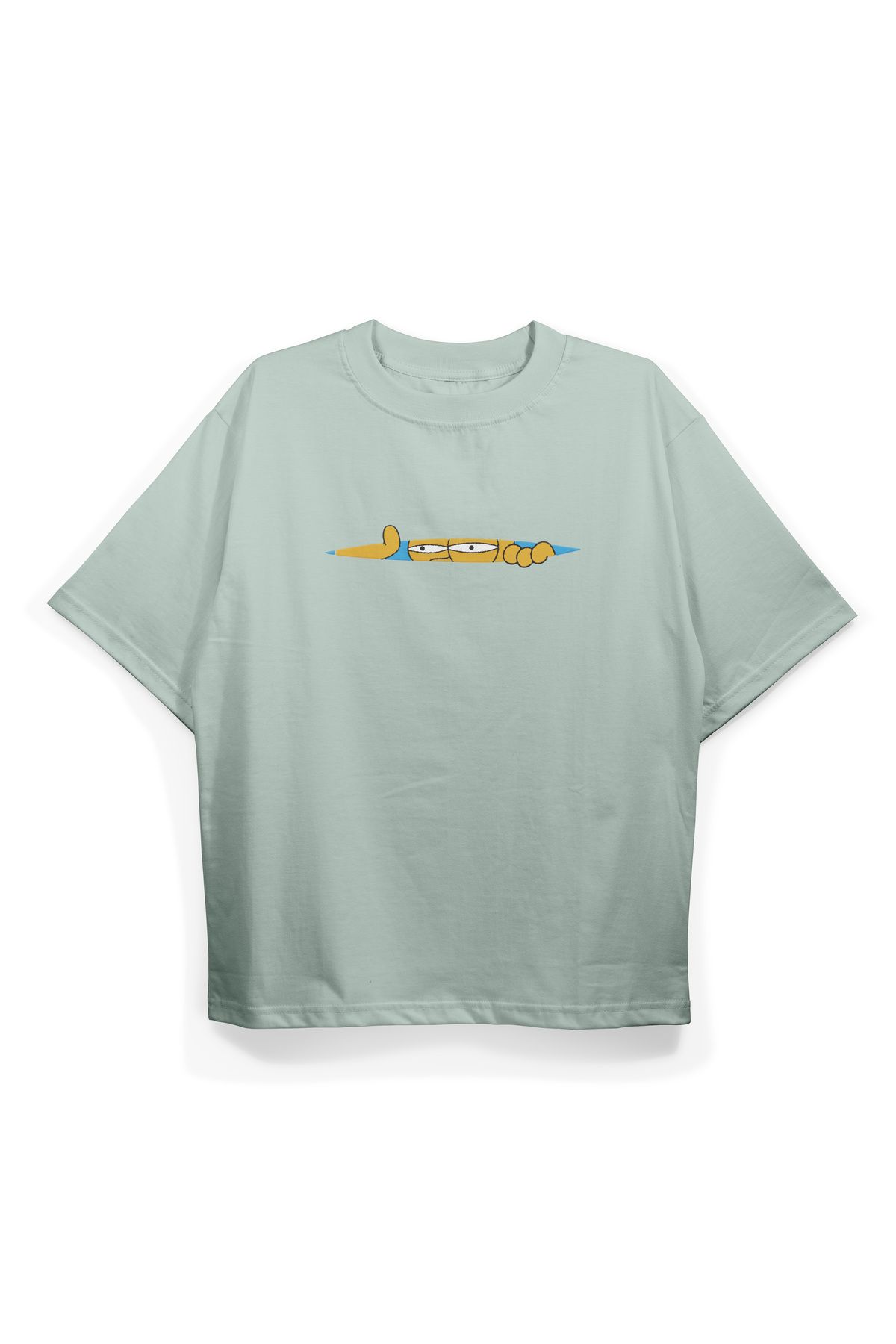 Pinned Unisex Simp Baskılı Beyaz Oversize Tişört | Arka ve Ön Baskılı Pamuk Yazlık Erkek Kadın Tshirt