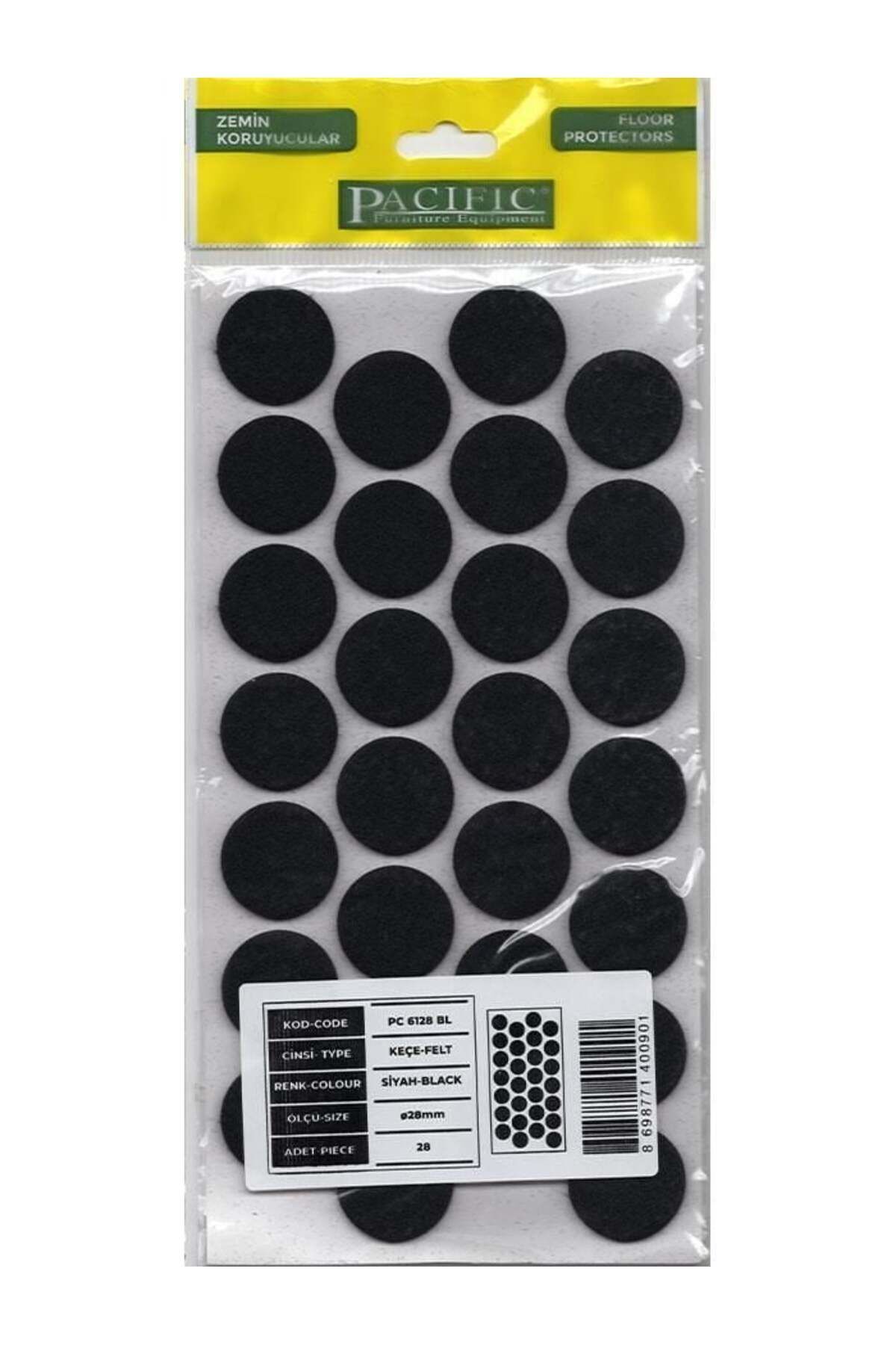 teknotrust Renkli Pacific 6128 Bl Yapışkanlı Keçe 28 Mm Siyah TR Aksesuar