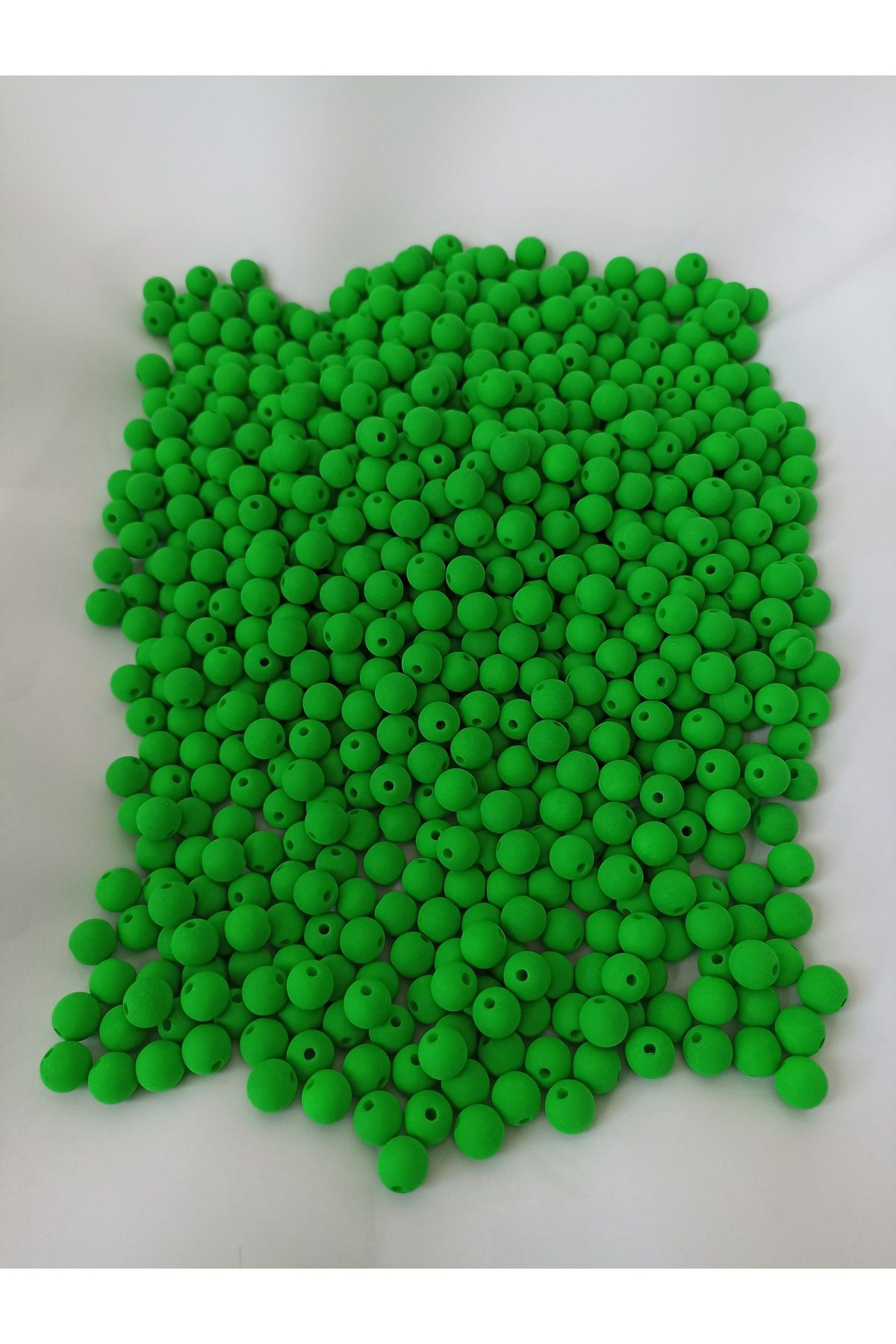 ida design store 10mm Mat Yeşil Neon Renk Yuvarlak Boncuk 100GR