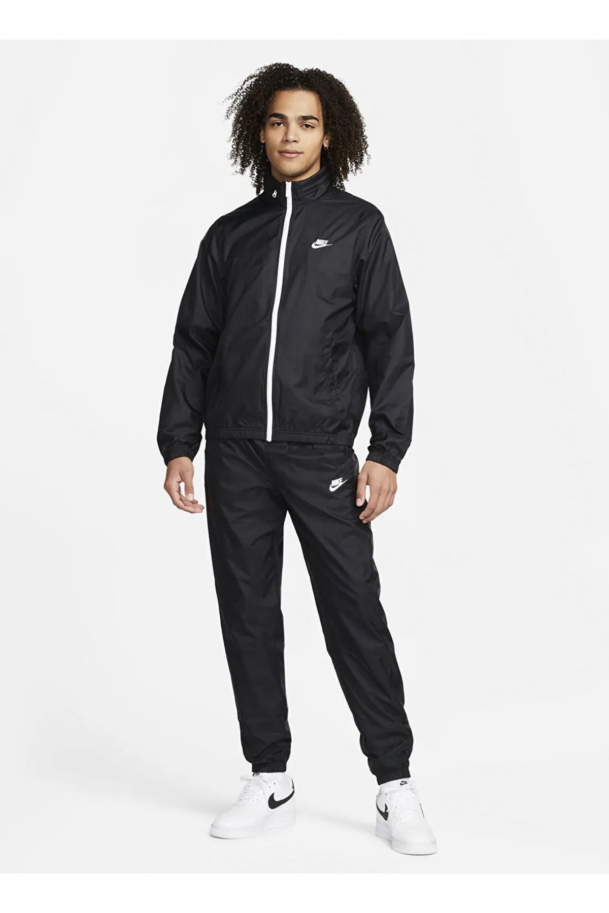 Nike Swoosh Düz Siyah Erkek Spor Ceket