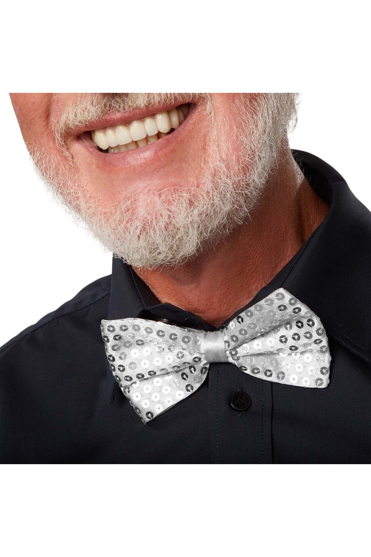 Butik Gümüş Payetli Pullu Papyon