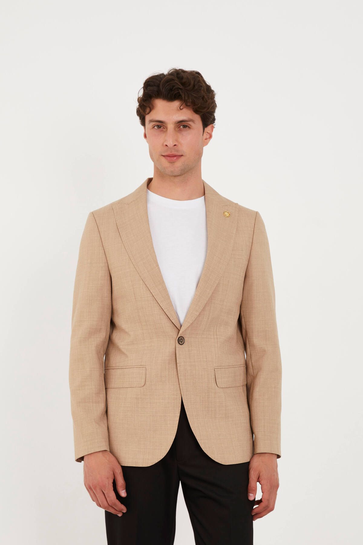The Tailor Classics Keten Görünümlü Çift Yırtmaçlı Blazer Ceket