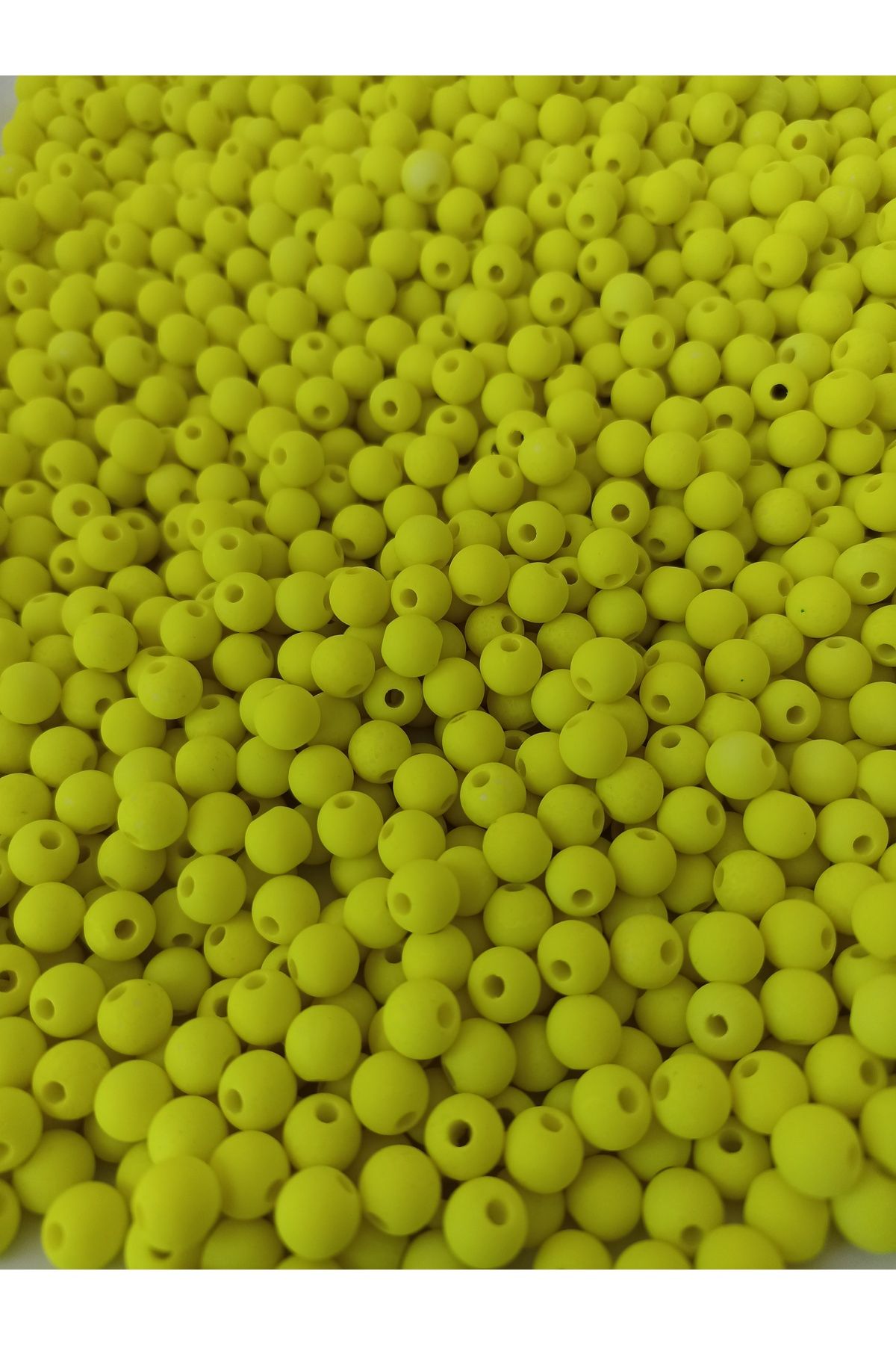 ida design store 8mm Mat Neon Sarı Renk Yuvarlak Boncuk 50GR