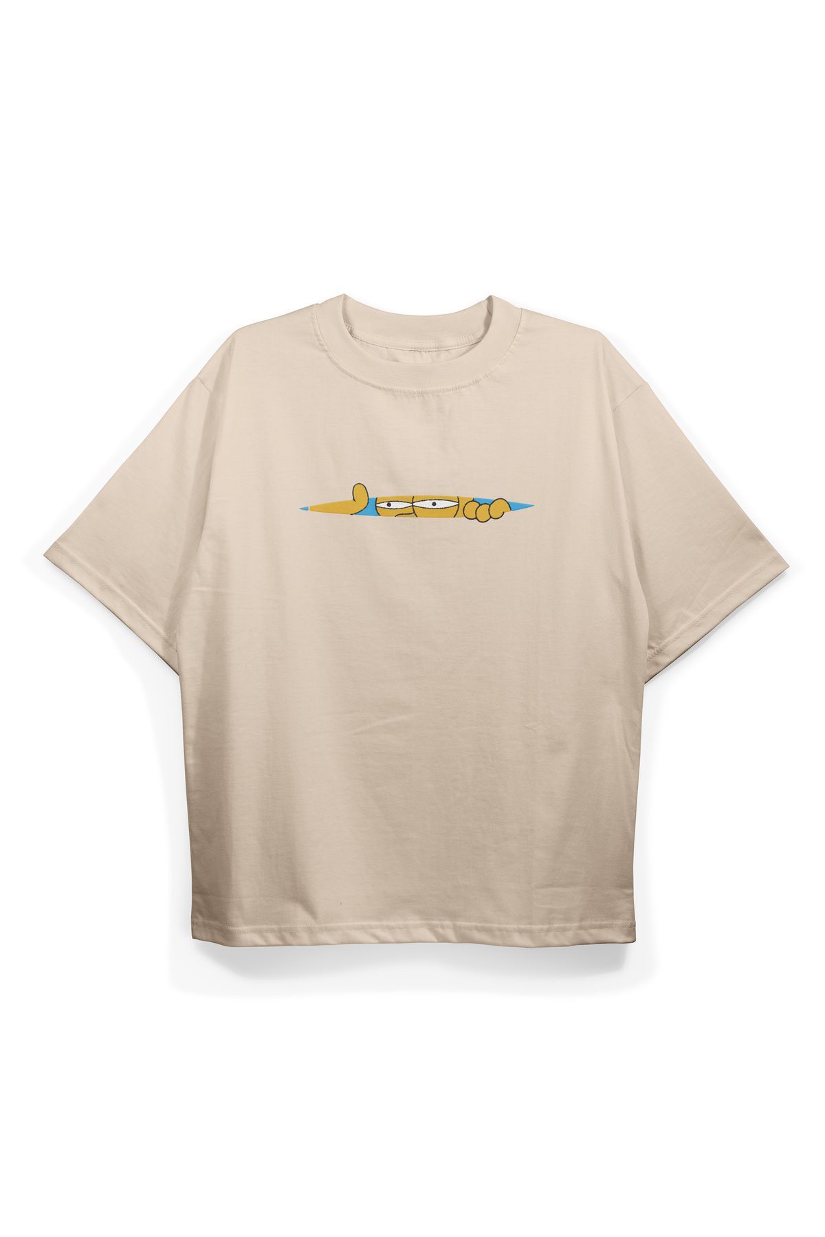 Pinned Unisex Simp Baskılı Beyaz Oversize Tişört | Arka ve Ön Baskılı Pamuk Yazlık Erkek Kadın Tshirt