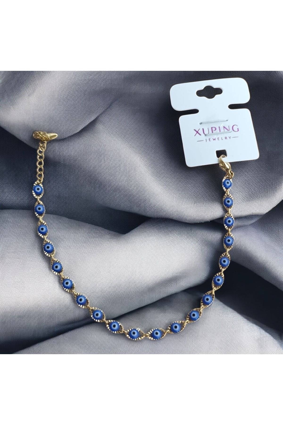 BiVivariShop 14K Altın Görünümlü Xuping Nazar Boncuklu Bileklik