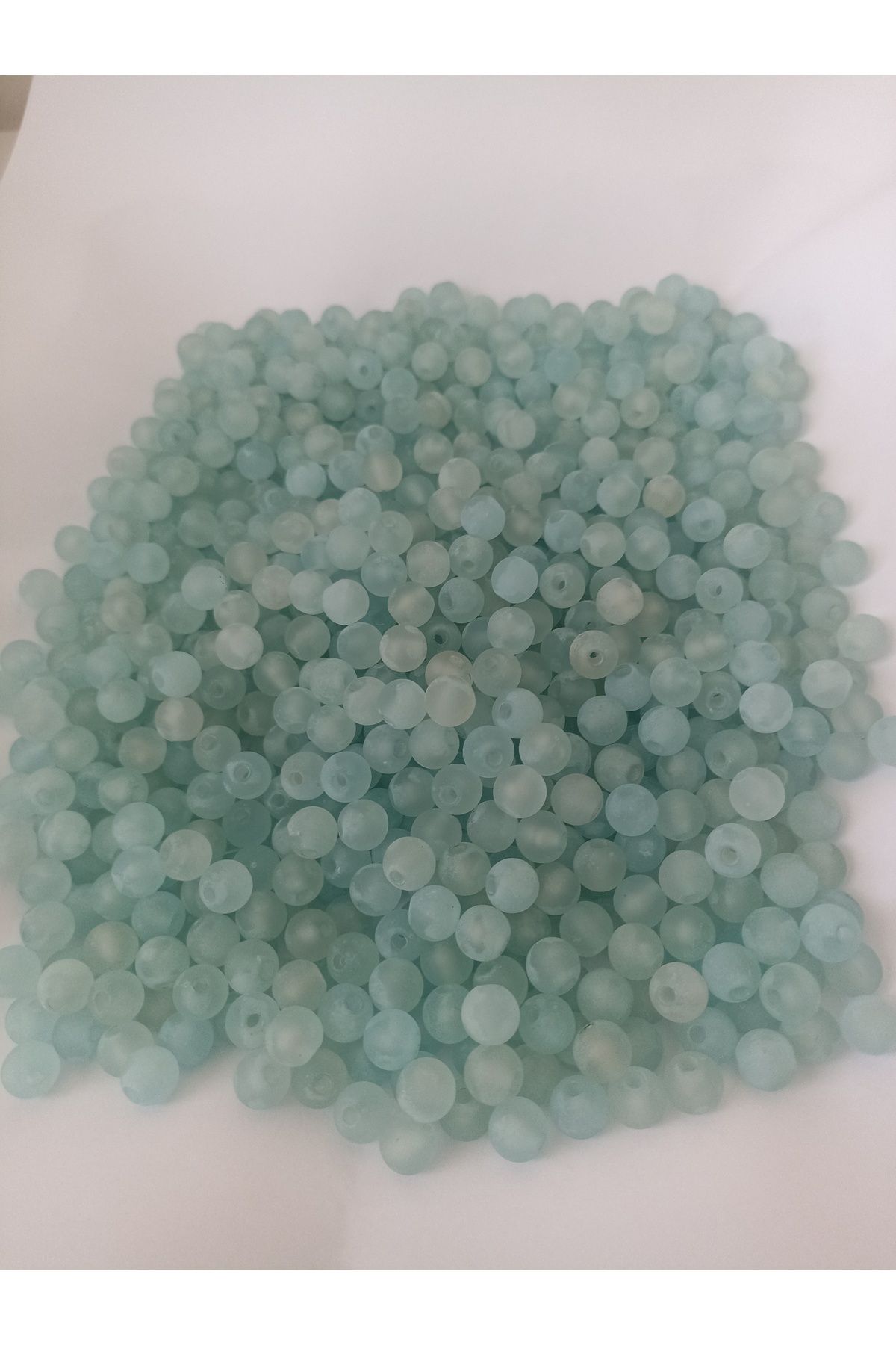 ida design store 10mm Mat Buzlu Mavi Renk Yuvarlak Boncuk 100GR