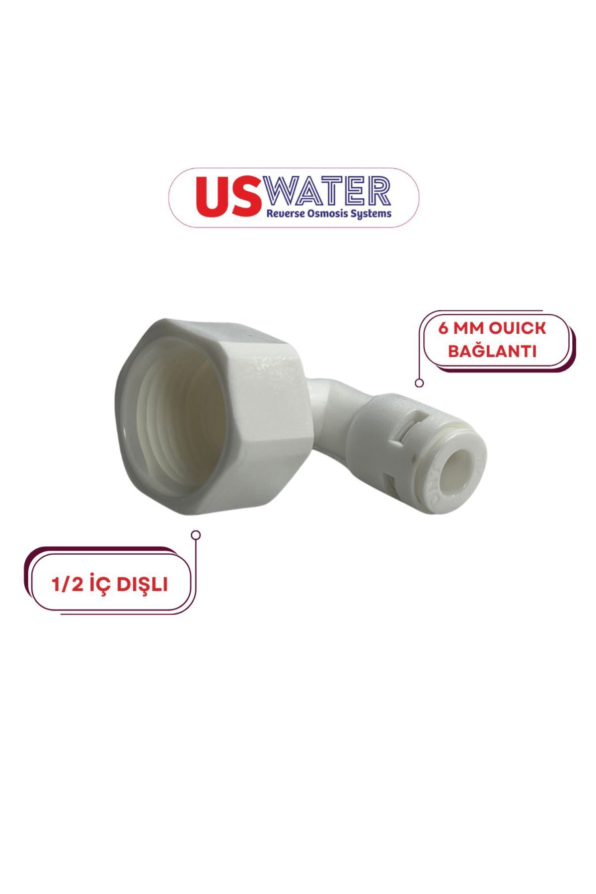 teknotrust Filtre Dirsek 1/2 Iç Dişli 6mm Quick Bağlantı CN