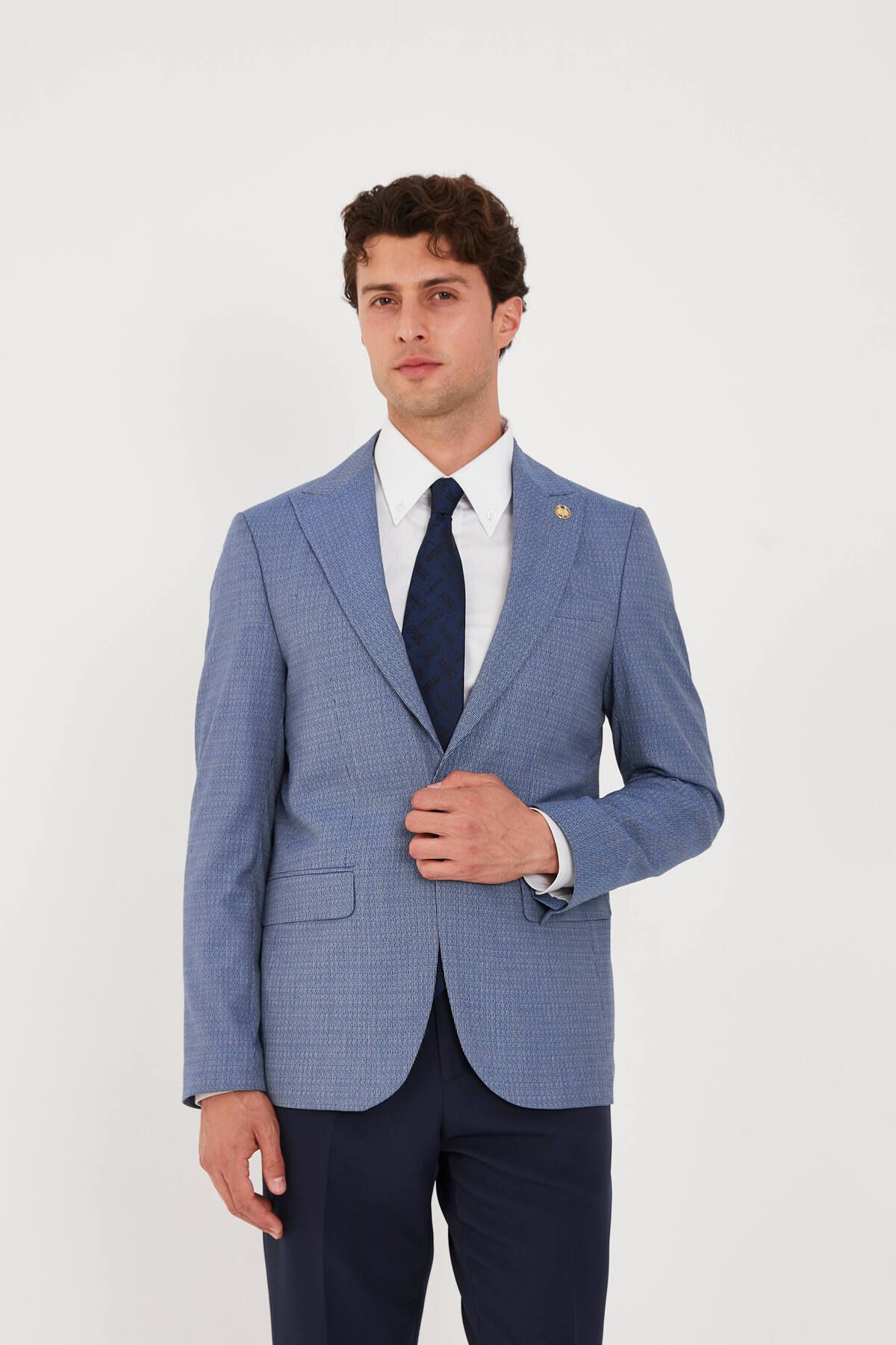 The Tailor Classics Çift Yırtmaçlı Dokulu Blazer Ceket