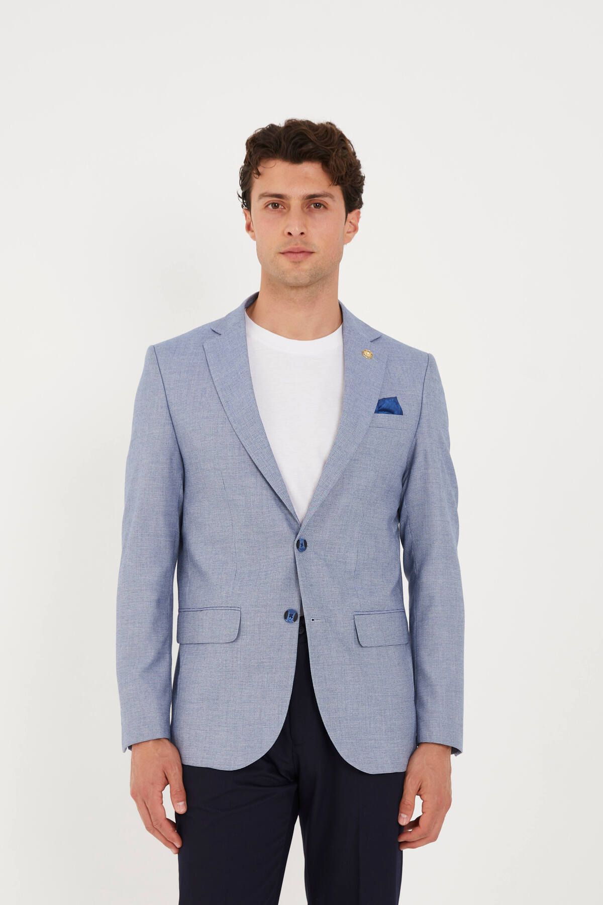 The Tailor Classics Mini Kazayağı Desenli Çift Yırtmaçlı Blazer Ceket