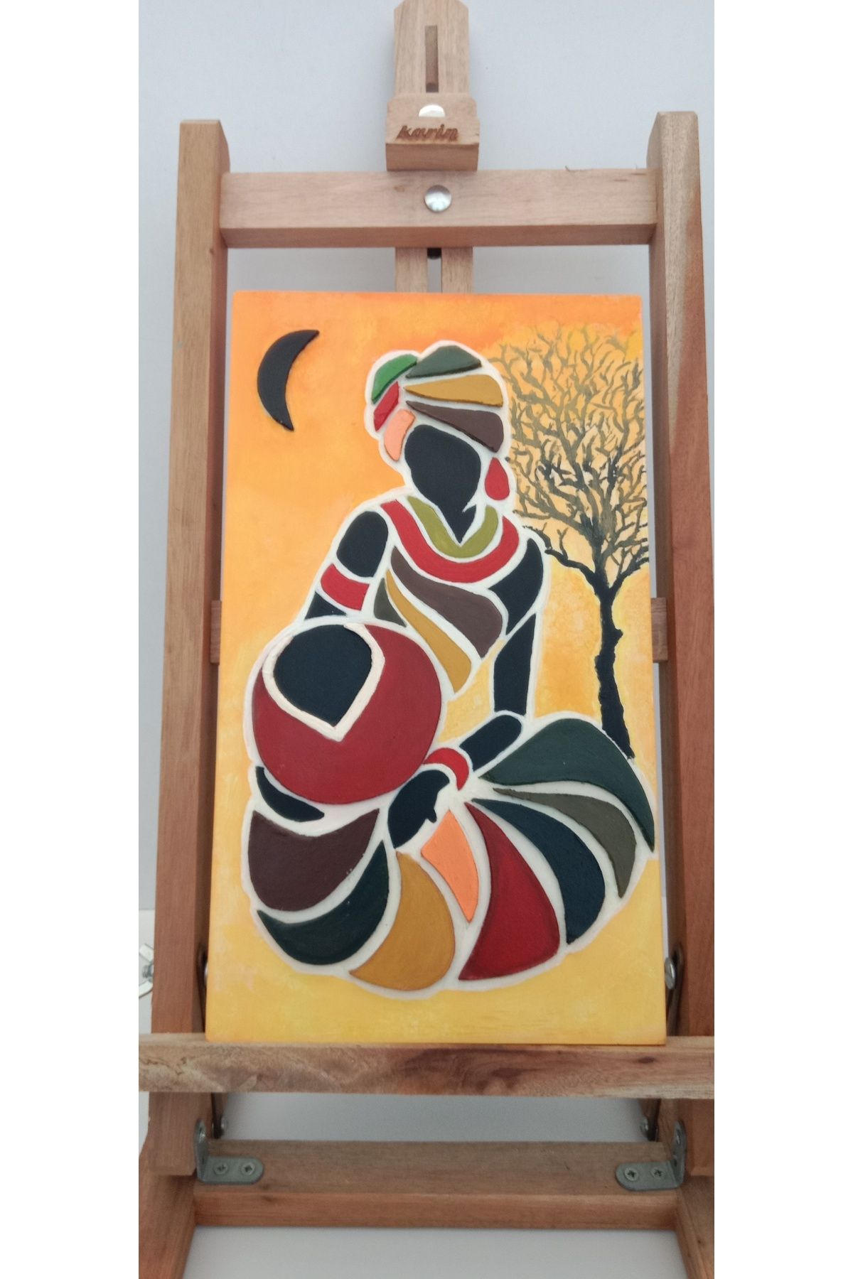 Öz .Green Art Home Afrika Temalı El Yapımı Renkli Kadın Figürlü Tablo – 19x34 cm