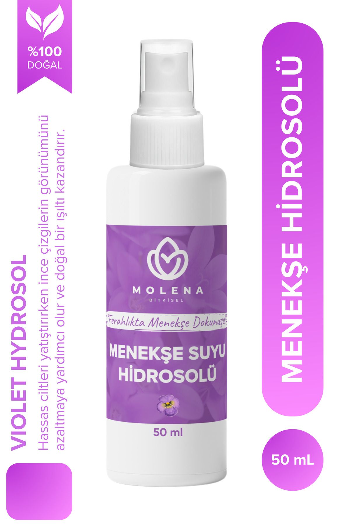 MOLENA BİTKİSEL Menekşe Suyu Hidrosolü 50 ml - Ferahlatıcı Etki