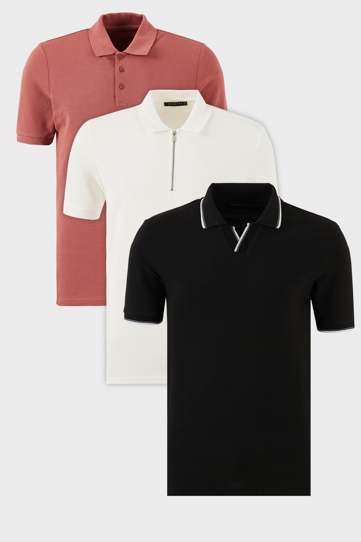 Buratti Pamuklu Regular Fit 3'lü Paket Polo Yaka T Shirt Erkek POLO YAKA T SHİRT 59029641527S3