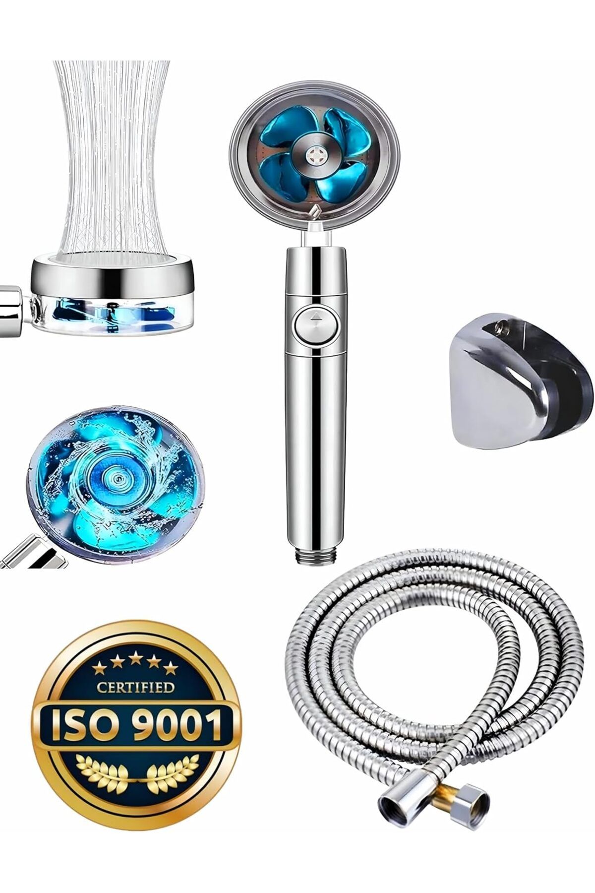 STOREMAX jvnnastore Silver Sapphire Turbo Pervaneli Duş Başlığı Yüksek Basınçlı Fıskiye Batarya Sta